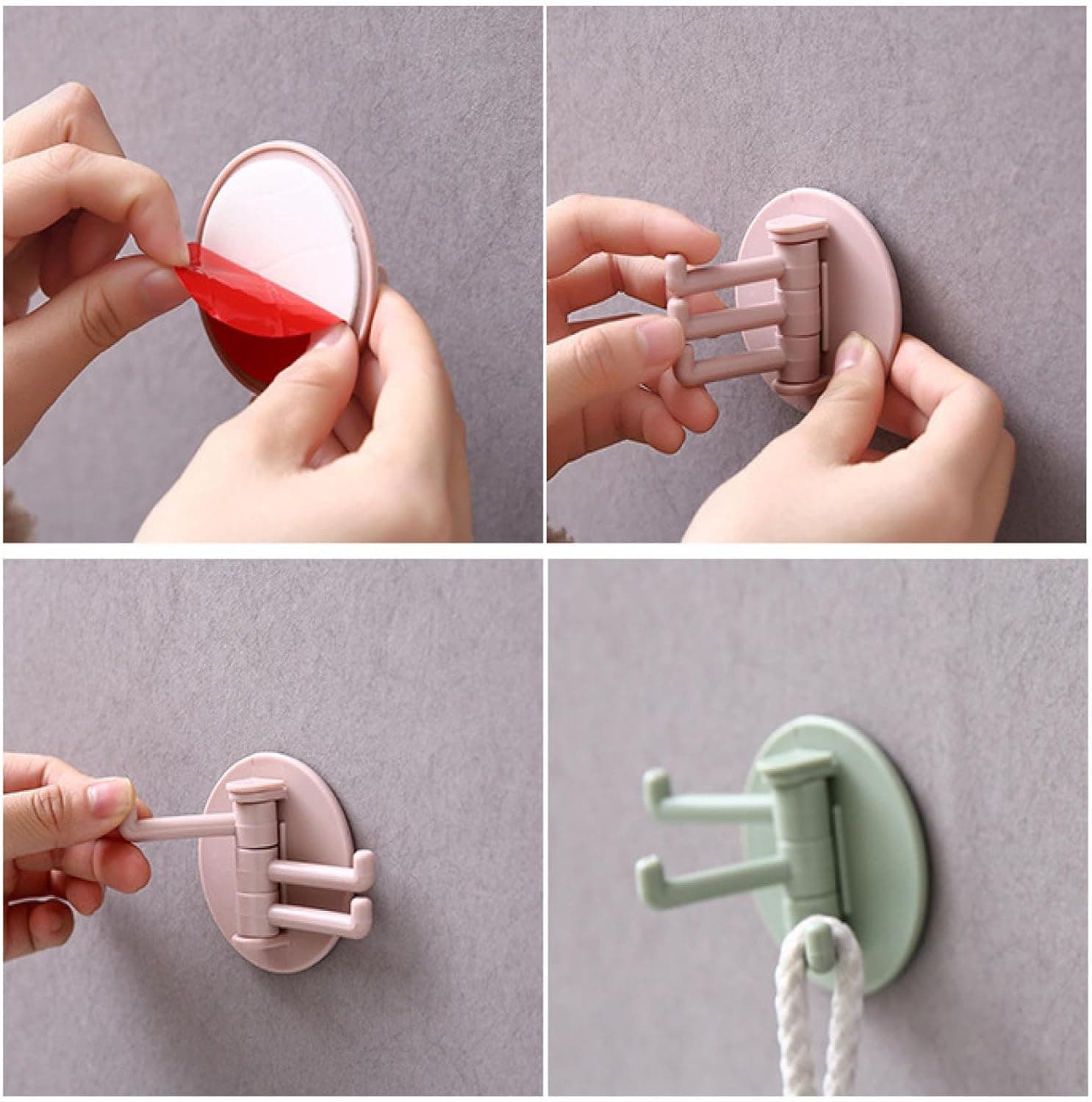 180° Rotating Punch-Free 3-Hook Sticky Hook of 1 Pc thumbnail 8