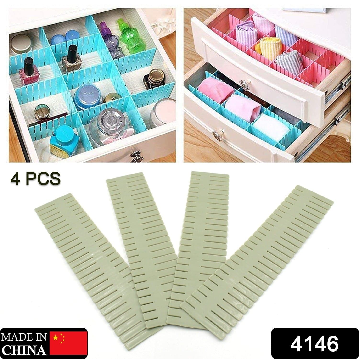 Adjustable Drawer Dividers (4 Pc Set): Organize Cabinets & Closets thumbnail 1