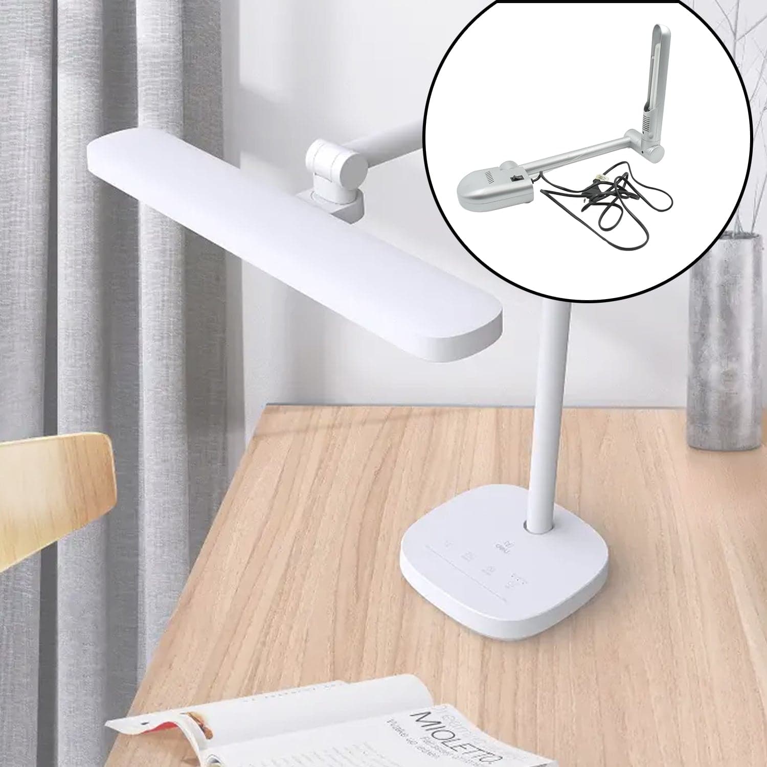 Multifunctional Led Desk Lamp Dimmable Office Lamp Children'S Student Desk Lamp Reading Lamp White Eye-Caring Desk Light thumbnail 7