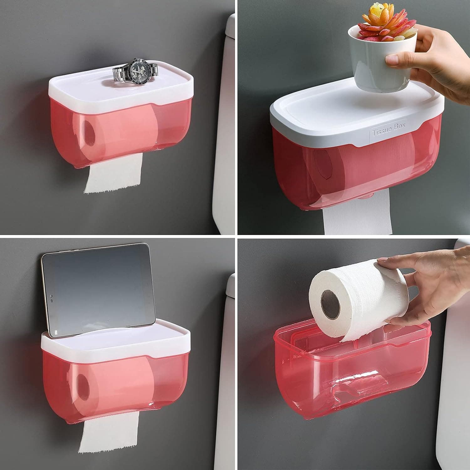 2-in-1 Bathroom Tissue Dispenser & Phone Holder (Self-Adhesive, Waterproof) thumbnail 3