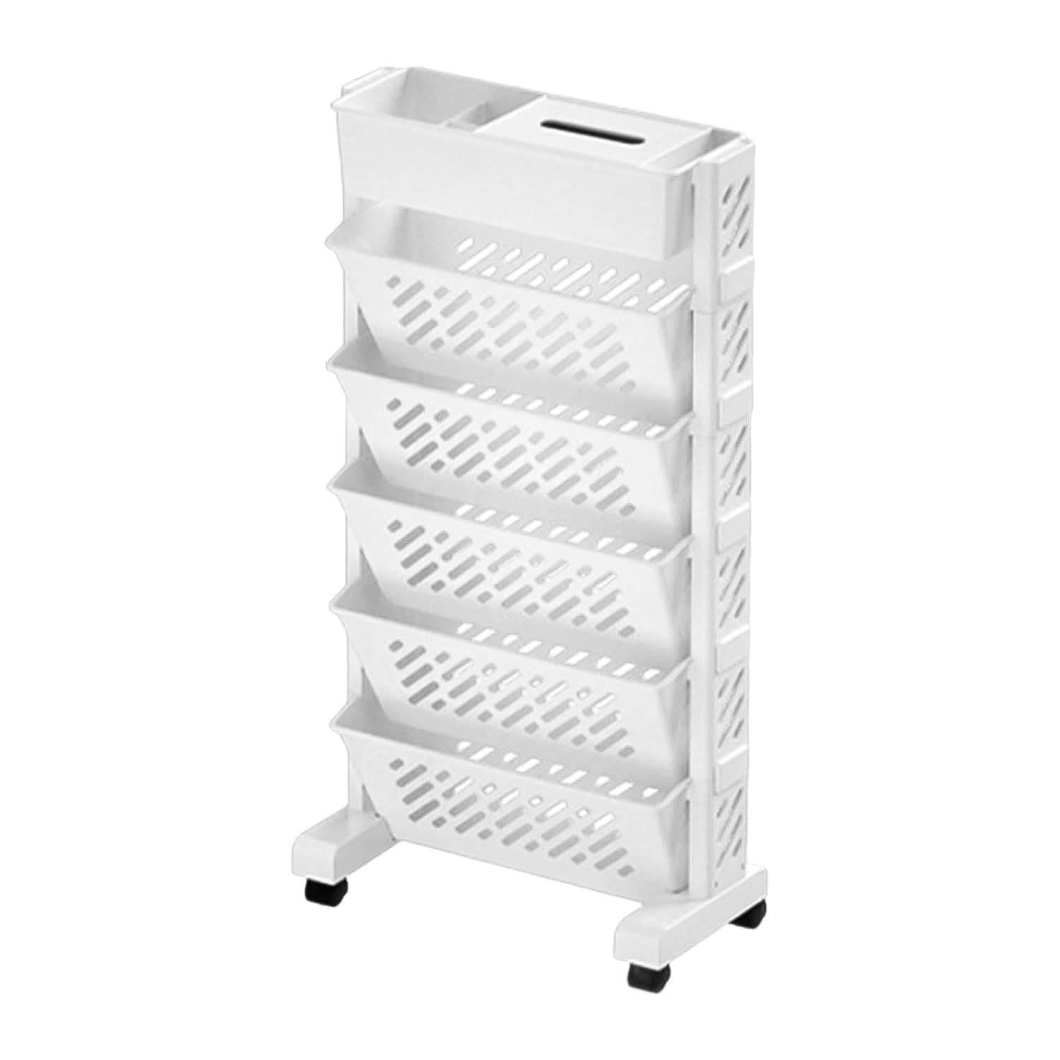 Movable Bookshelf, Large Capacity Rotatable Plastic Rolling Organization Shelf / Rack thumbnail 5