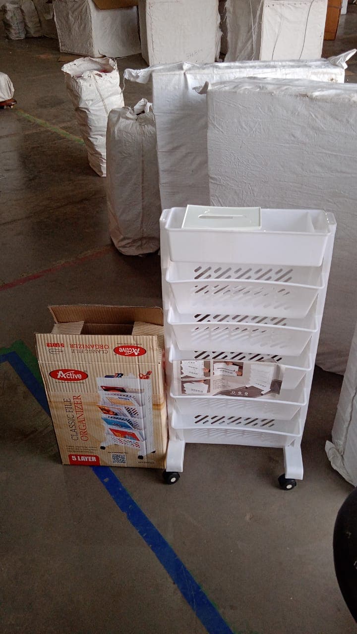 Movable Bookshelf, Large Capacity Rotatable Plastic Rolling Organization Shelf / Rack thumbnail 7