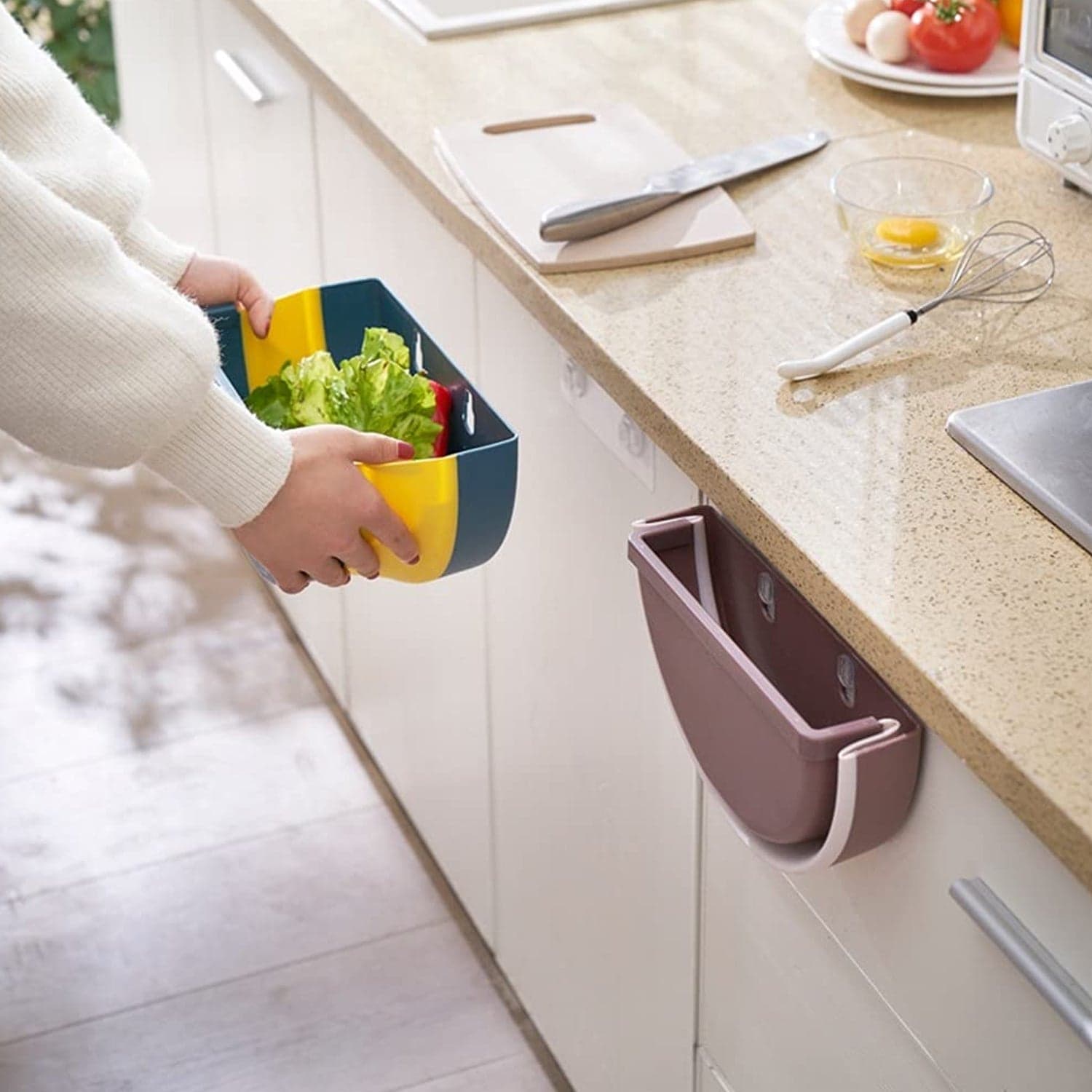 Wall Mounted Hanging Trash Can With Adhesive Hook thumbnail 5