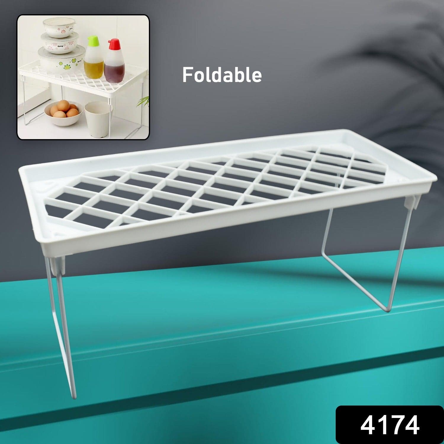 Folding Storage Organizer Stack Shelf Rack (1 Pc) thumbnail 2