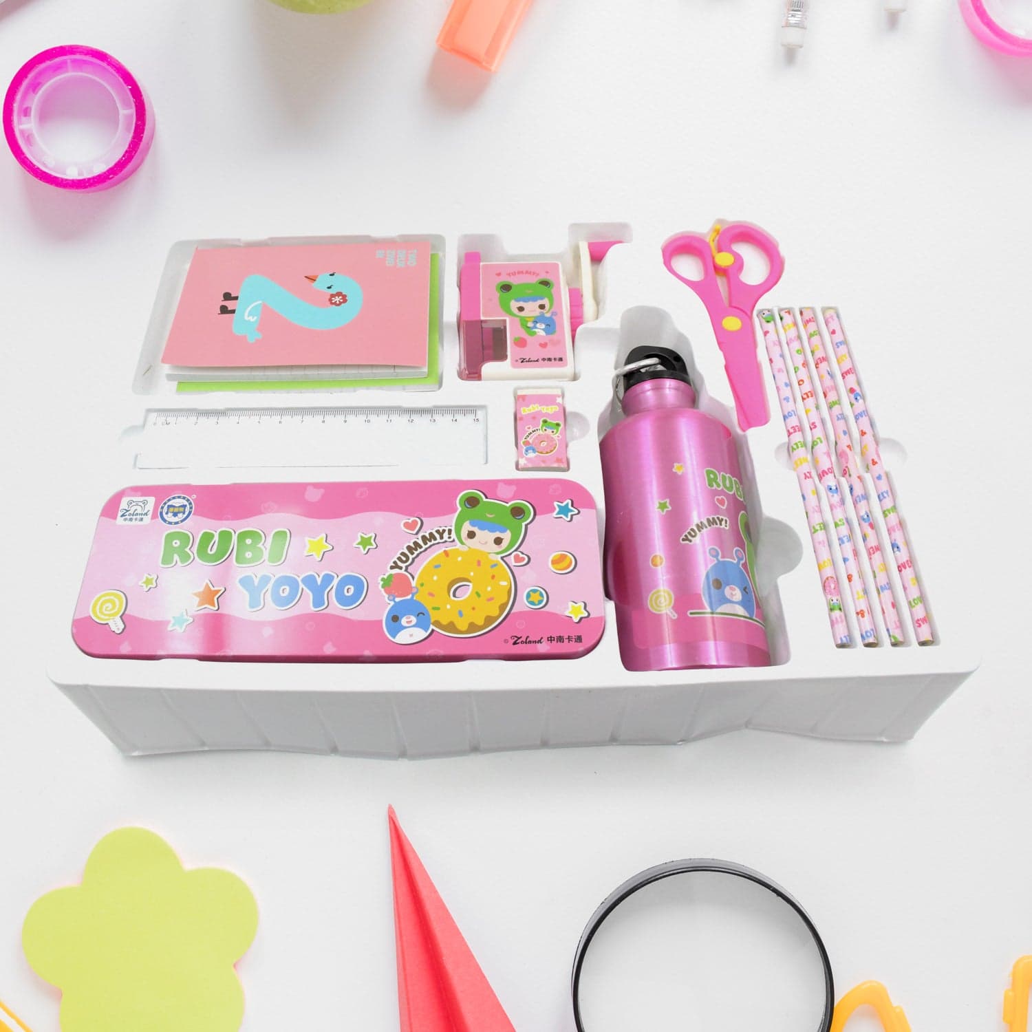 12-Piece Stationery Set: Pencil Box, Pencils, Erasers & More thumbnail 1