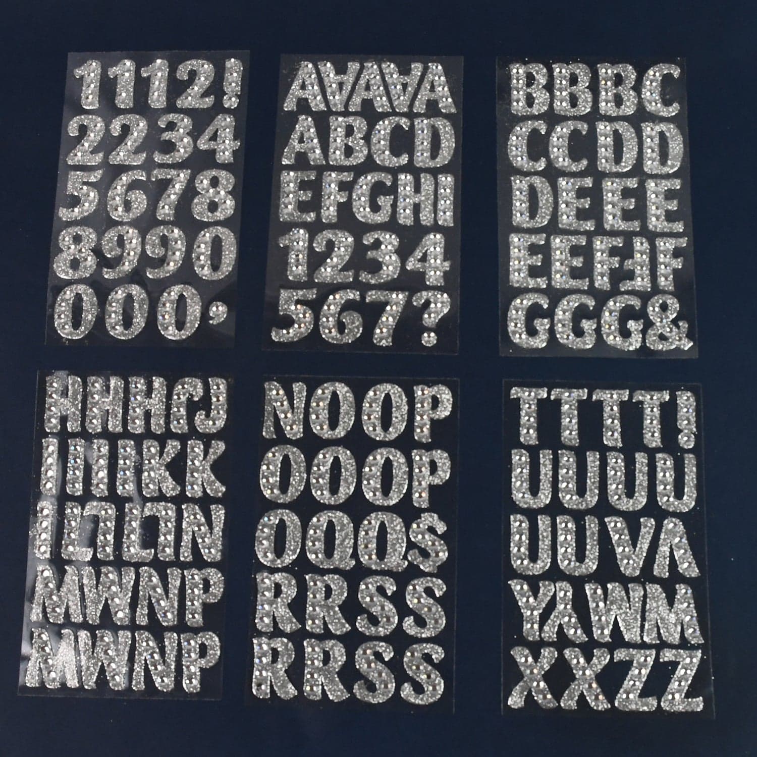 Silver Gem Letter & Numbers Stickers 1 Inch Letters, 130 Count (Pack of 6 Sheets) thumbnail 1