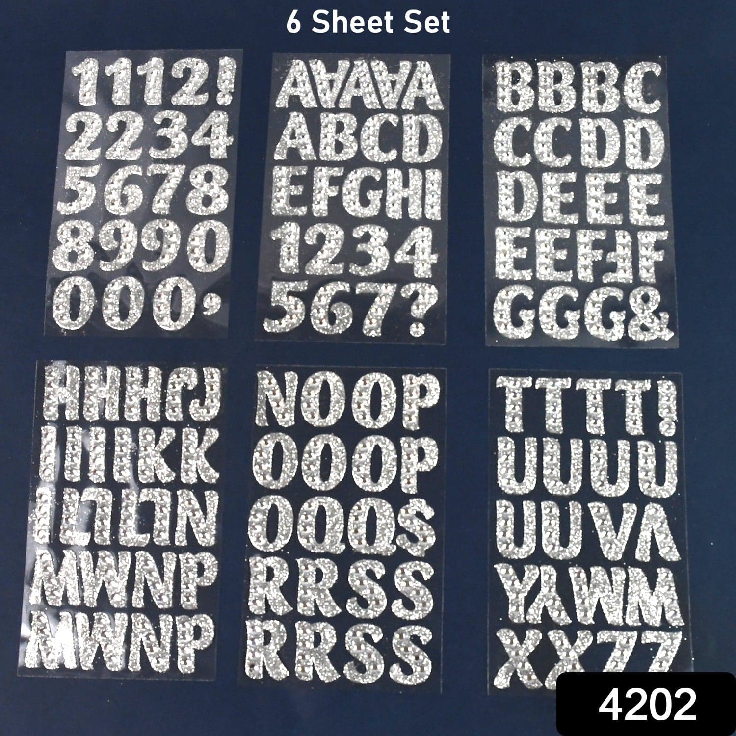 Silver Gem Letter & Numbers Stickers 1 Inch Letters, 130 Count (Pack of 6 Sheets) thumbnail 2