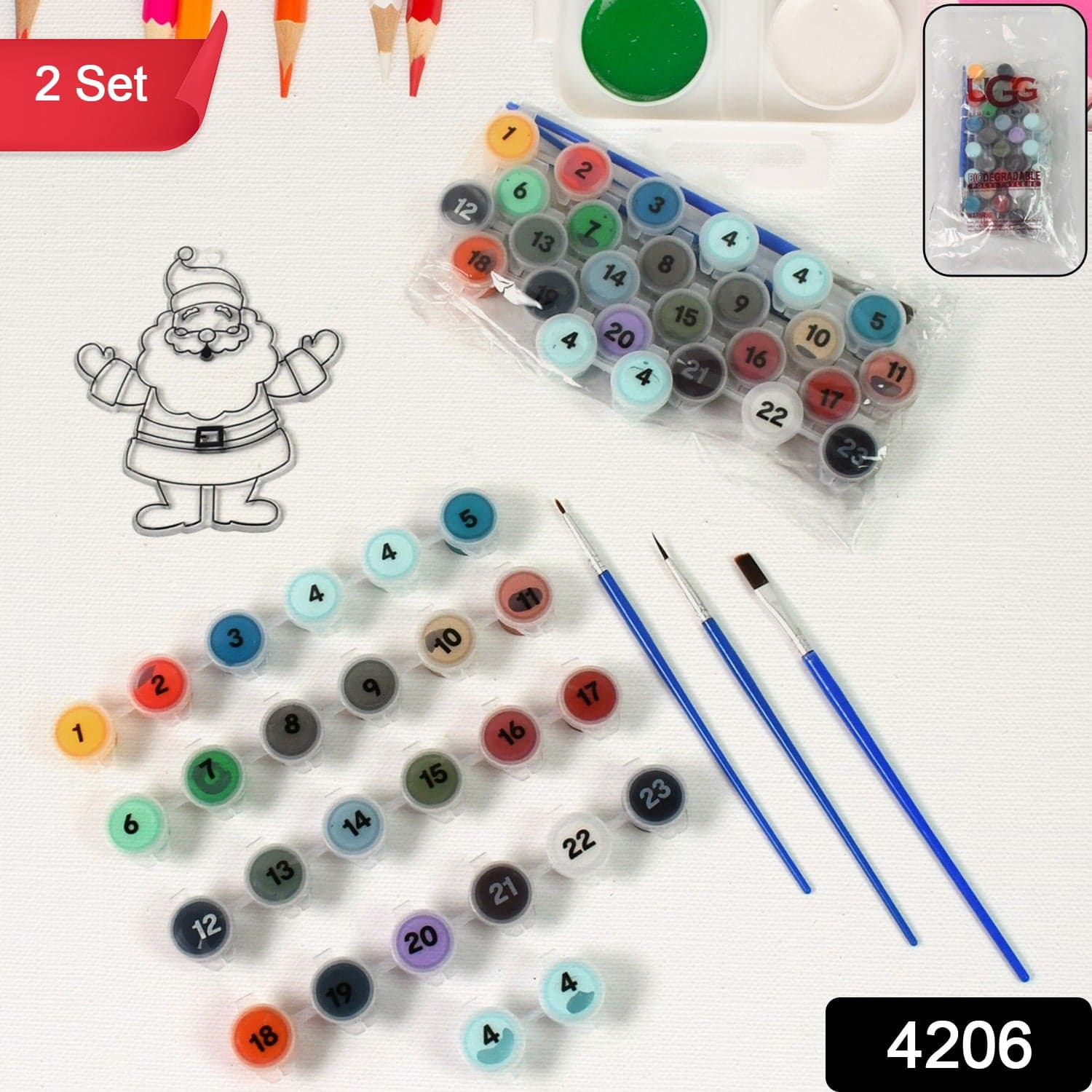 Paint by Number Kits 2 Set 24 Number Color, 6 paint brushes (2 Set) thumbnail 2