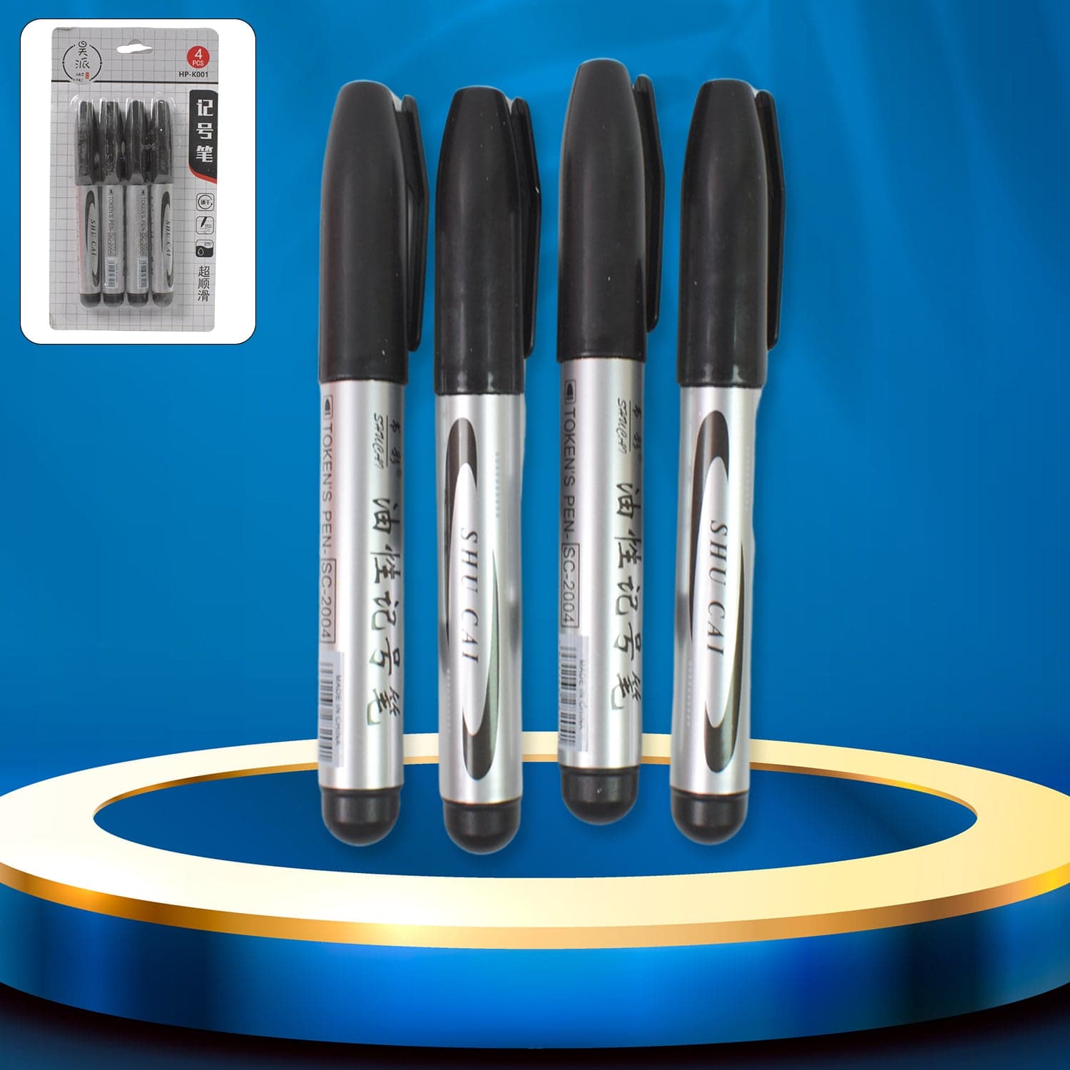 Black Marker used in all kinds of school, college (4 Pcs Set) thumbnail 1