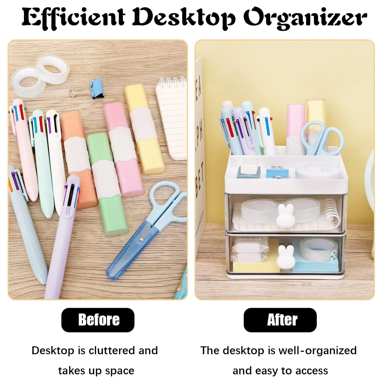 2 Layer 5 Compartment Desk Organizer with Transparent Drawer (1 Pc / 15—13—11 Cm) thumbnail 3
