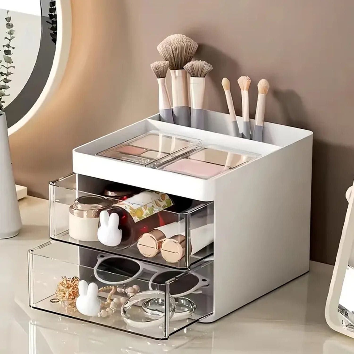 2 Layer 5 Compartment Desk Organizer with Transparent Drawer (1 Pc / 15—13—11 Cm) thumbnail 7