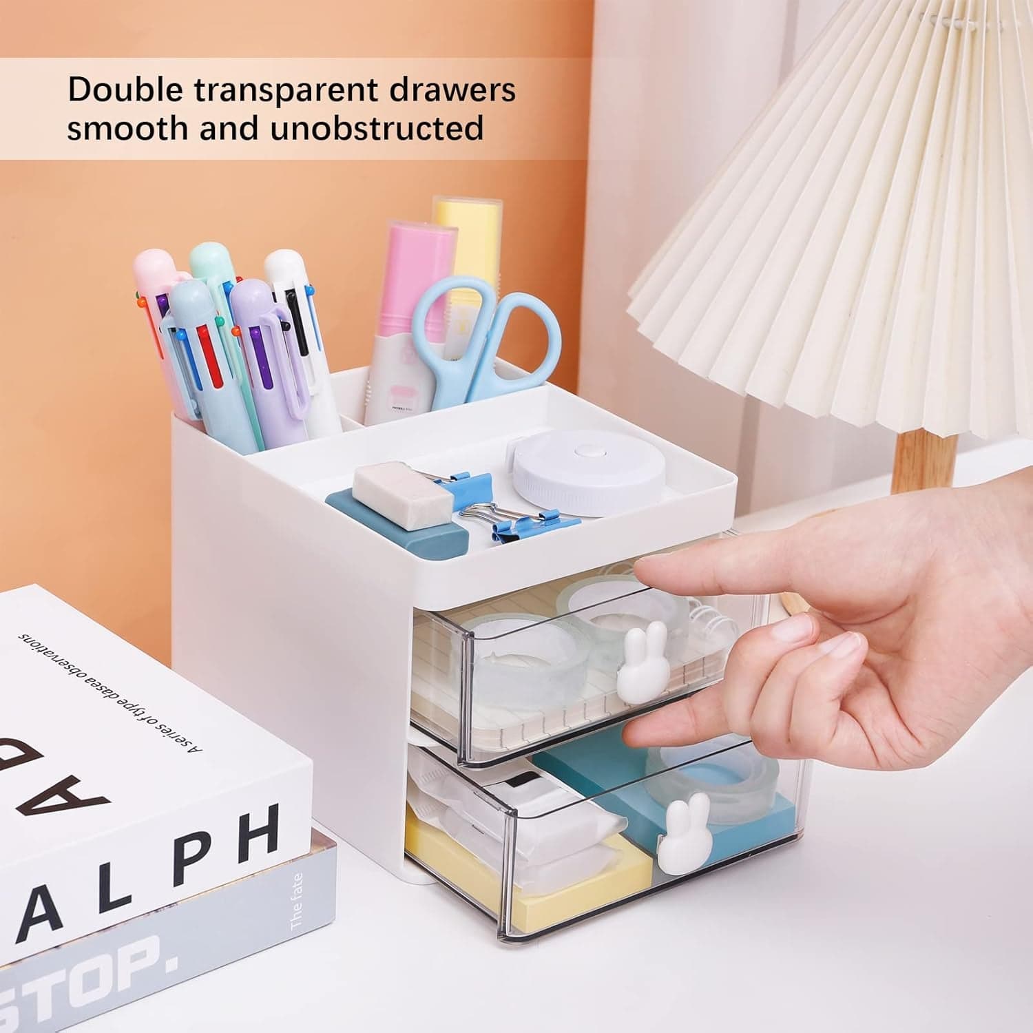2 Layer 5 Compartment Desk Organizer with Transparent Drawer (1 Pc / 15—13—11 Cm) thumbnail 9