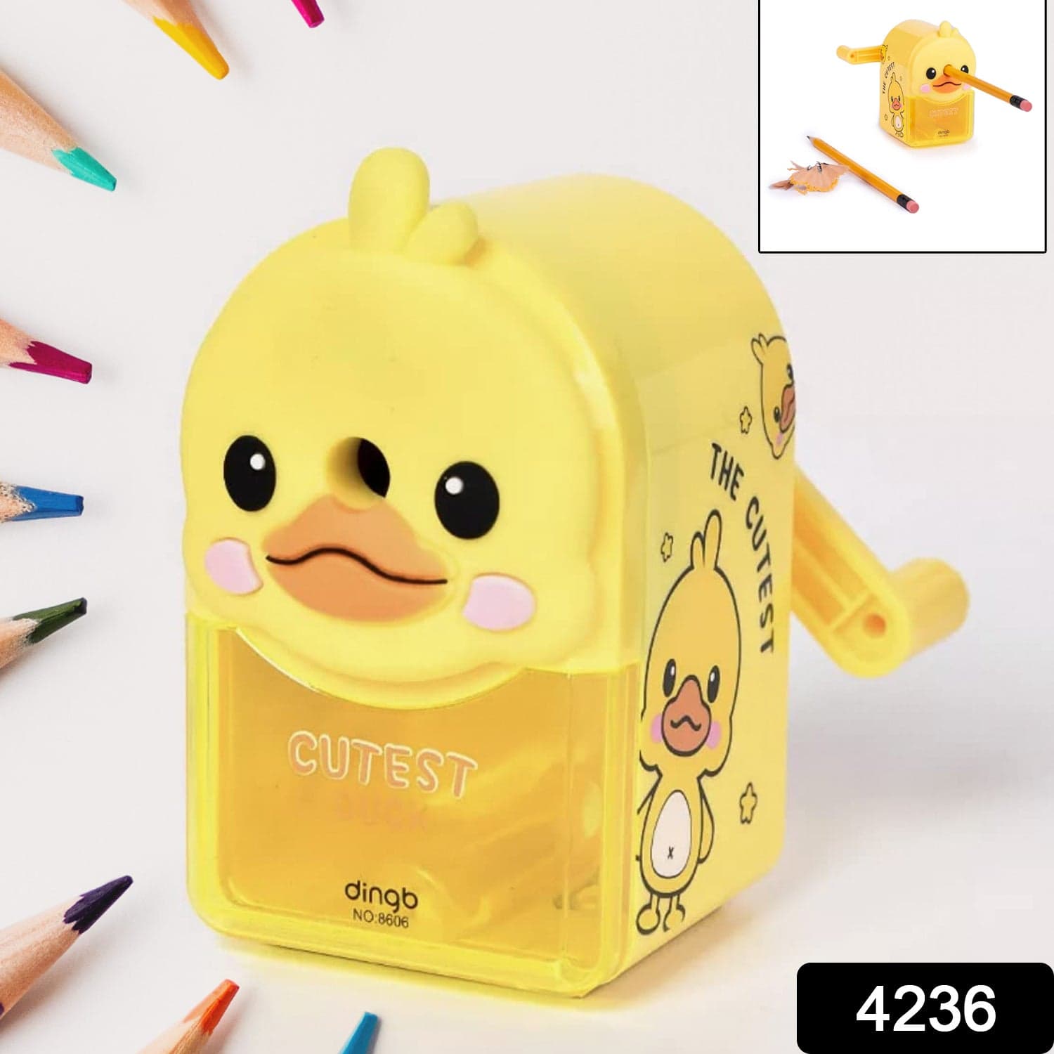 Plastic Cutest Duck Pencil Sharpener (1 Pc) thumbnail 2