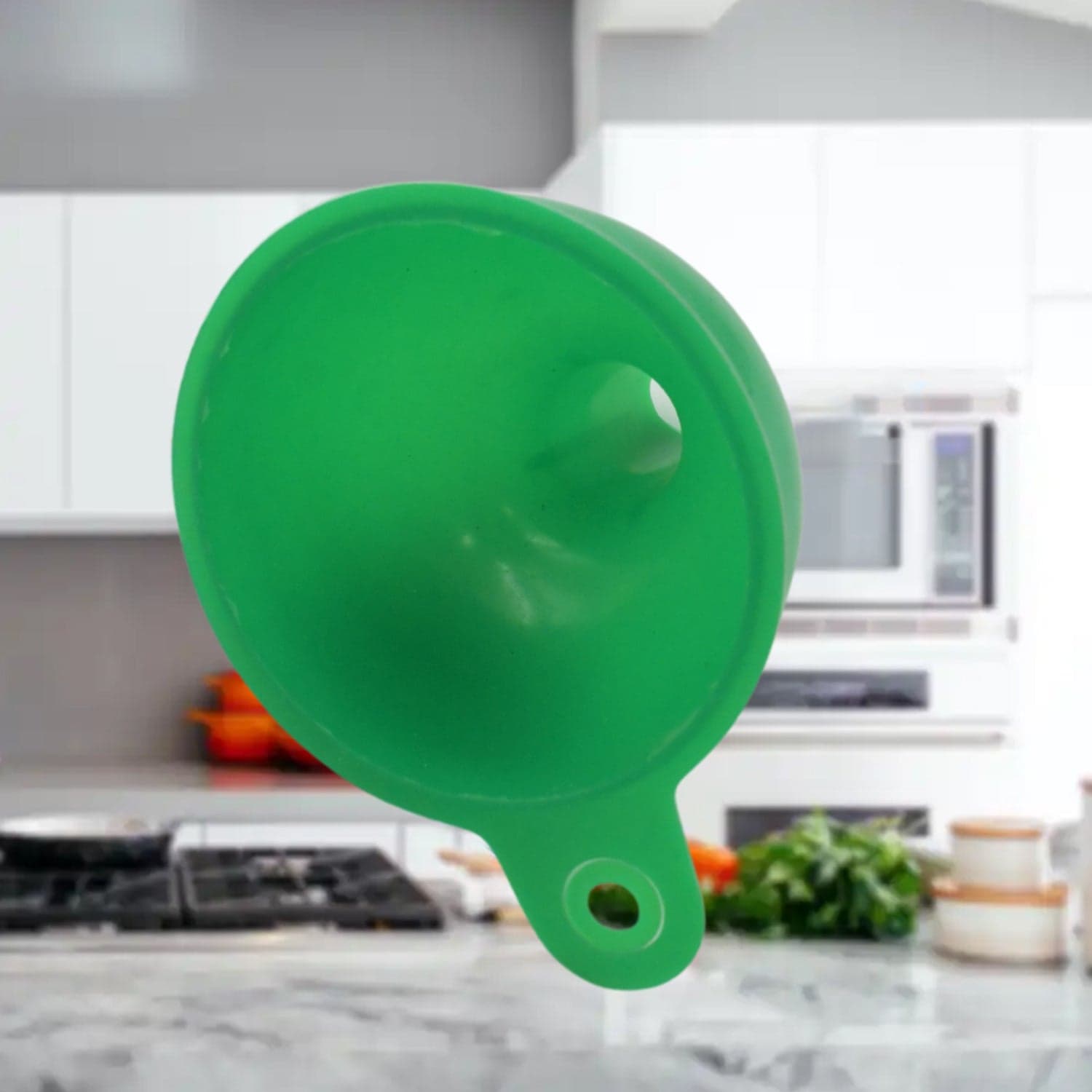 Silicone Funnel For Pouring Oil, Sauce, Water, Juice And Small Food-Grains (1 Pc Green) thumbnail 6