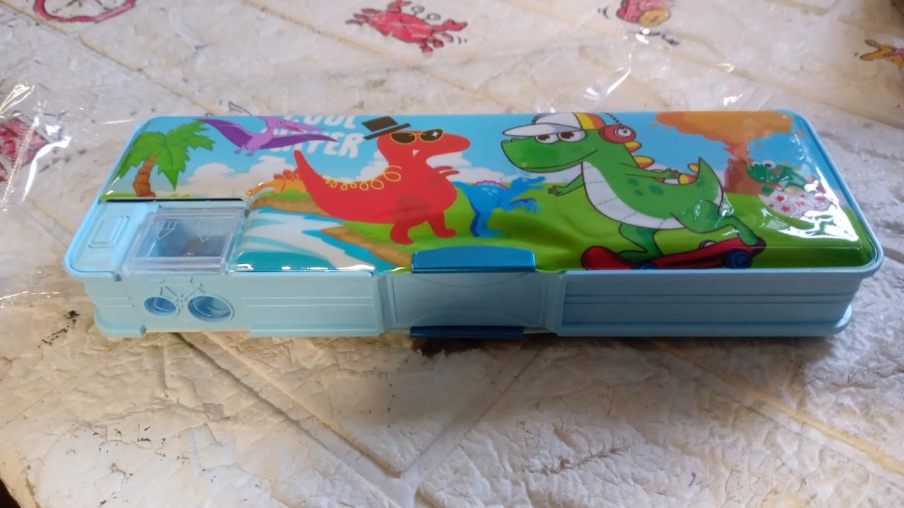 Plastic Multipurpose Compass Box Of Double Deck Pencil Case With 2 Compartments & Cartoon Organizer (1 Pc thumbnail 15
