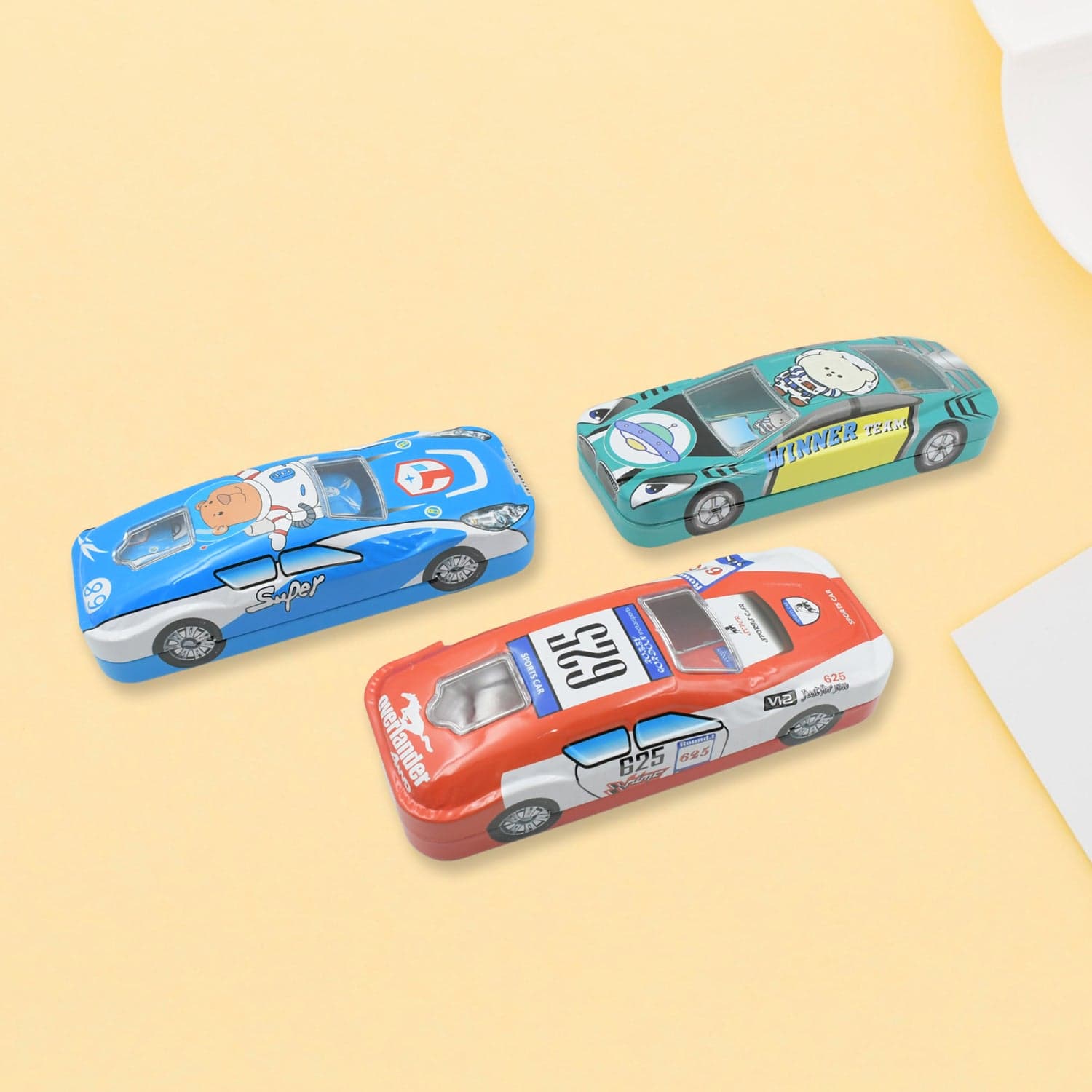 Car-Shaped Metal Compass Box (1 Pc): Pencil Case for Kids, Stationery thumbnail 3