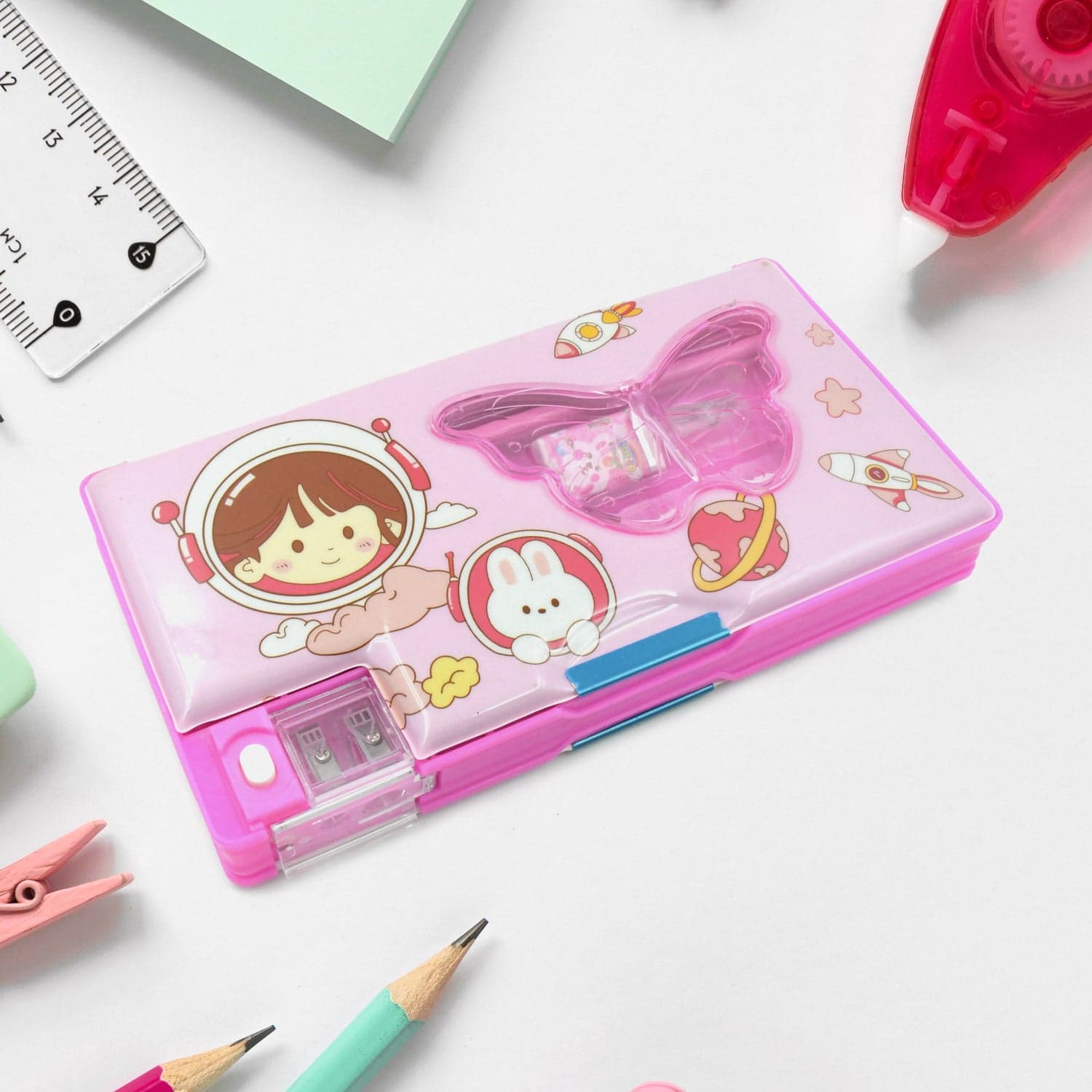Printed Pencil Case for Kids (1 Pc): Multi-Compartment, Compass Box thumbnail 1