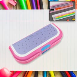 Multipurpose Cartoon Pencil Box of 2-Compartment Compass Box for Kids (Mix Color 1 Pc)