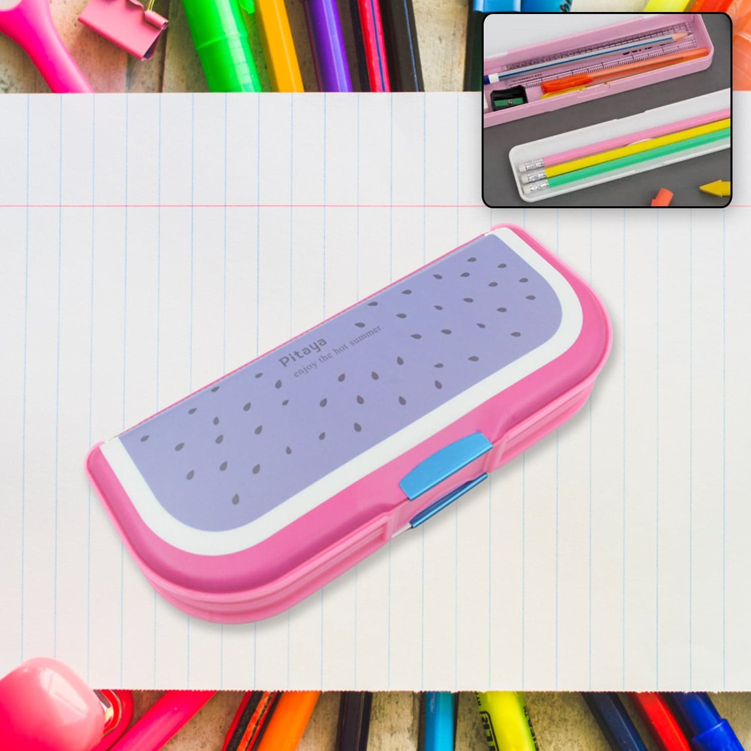 Multipurpose Cartoon Pencil Box of 2-Compartment Compass Box for Kids (Mix Color 1 Pc) thumbnail 1