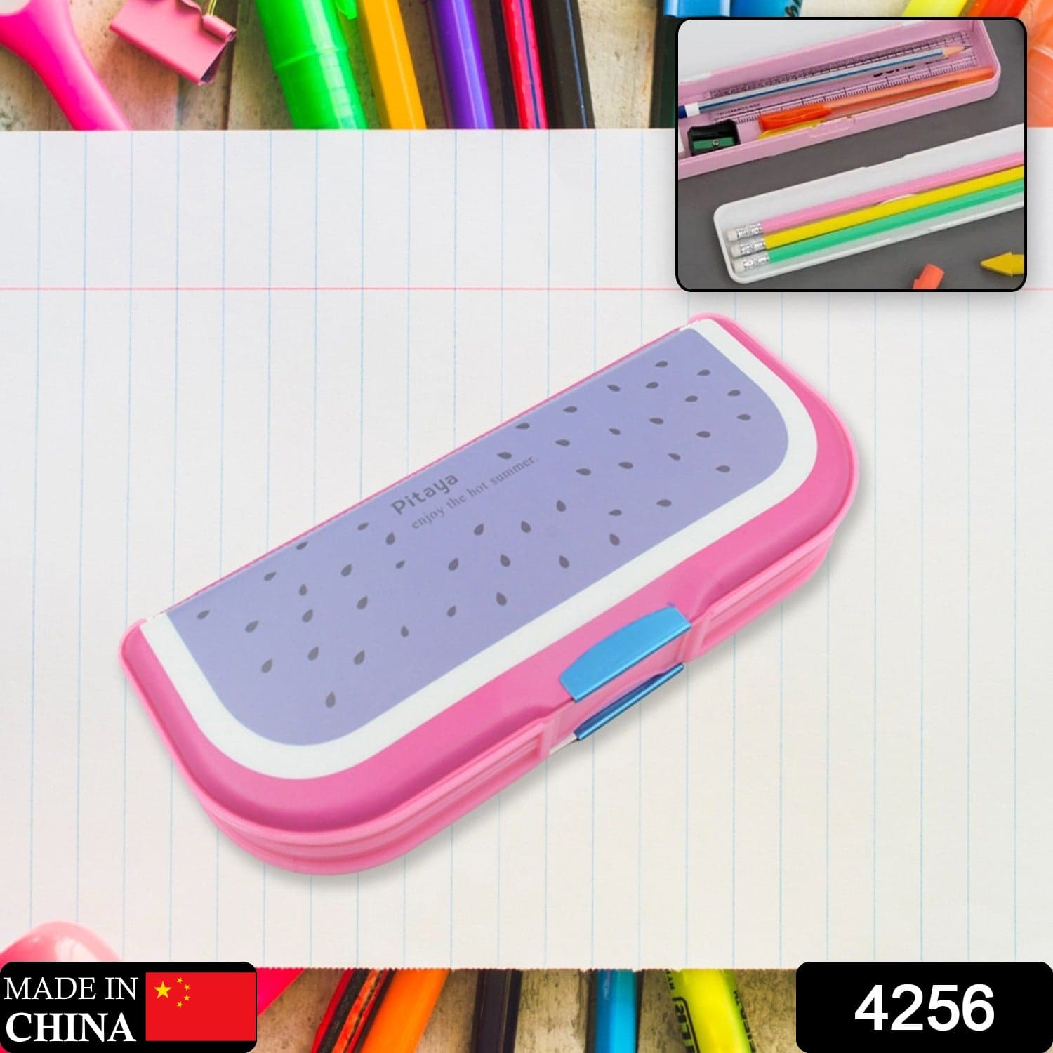 Multipurpose Cartoon Pencil Box of 2-Compartment Compass Box for Kids (Mix Color 1 Pc) thumbnail 2