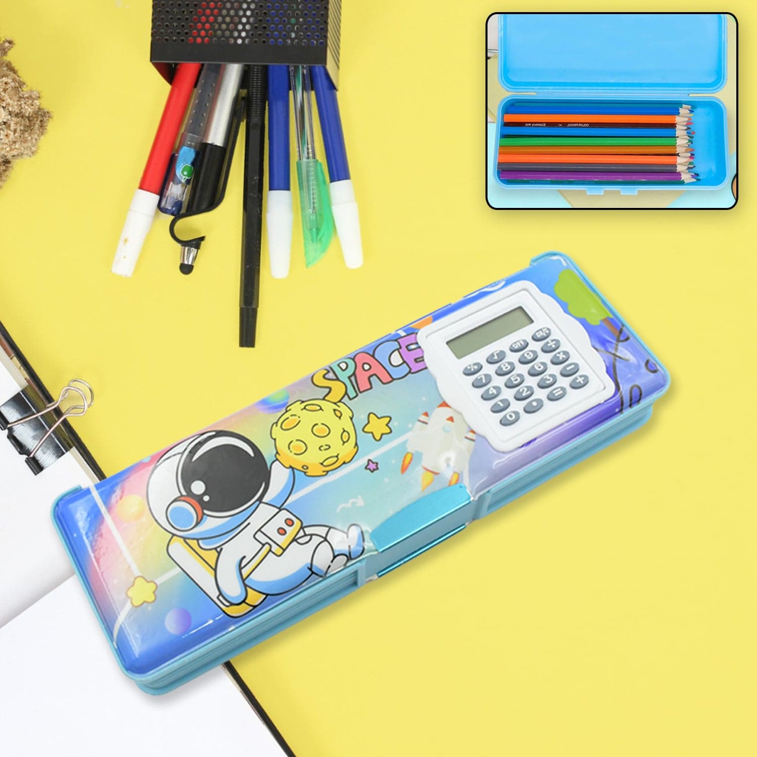 Magnetic Geometry Box - Double-Sided Pencil Case with Calculator for Students thumbnail 1
