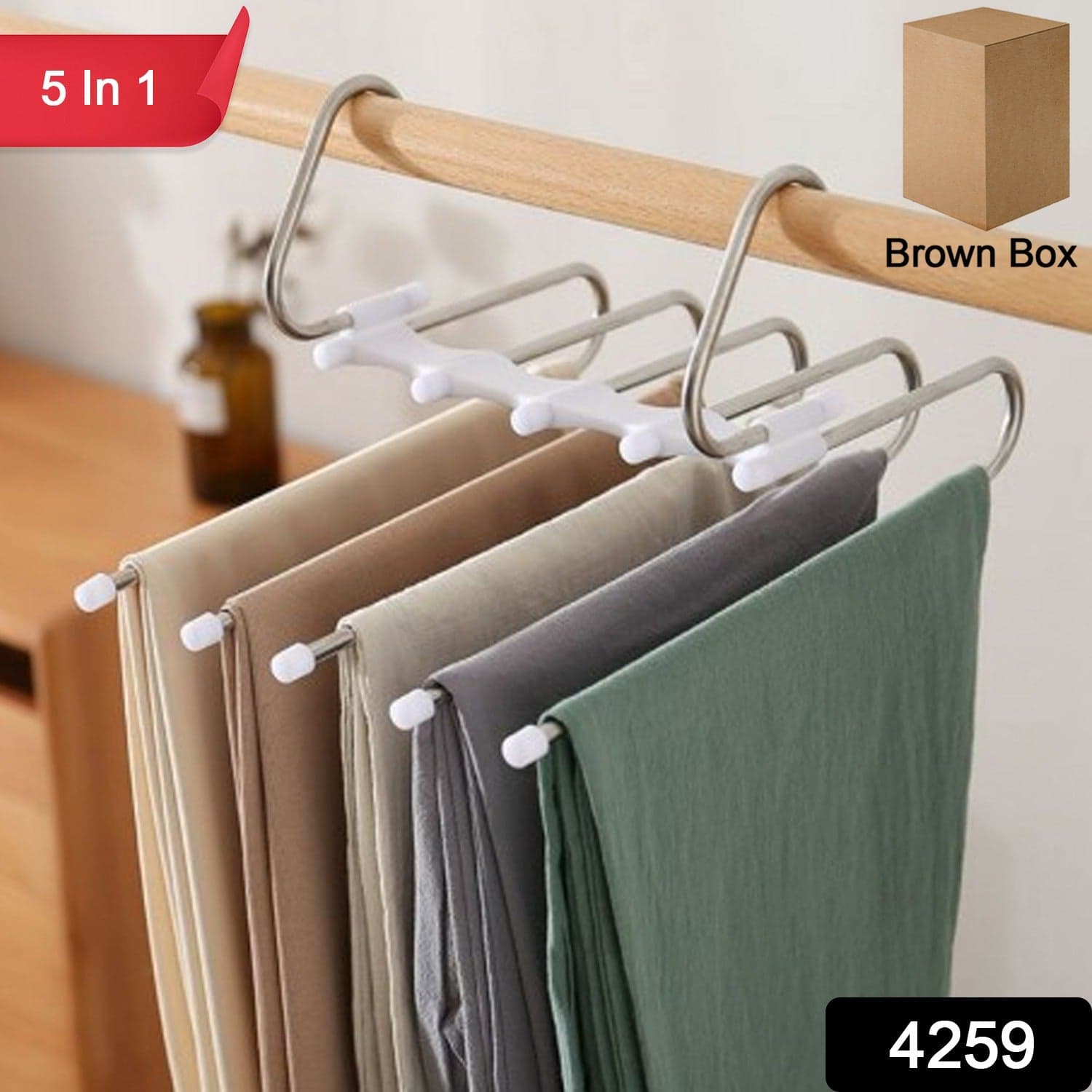 5 in 1 Stainless Steel Foldable Hangers for Clothes Hanging thumbnail 2