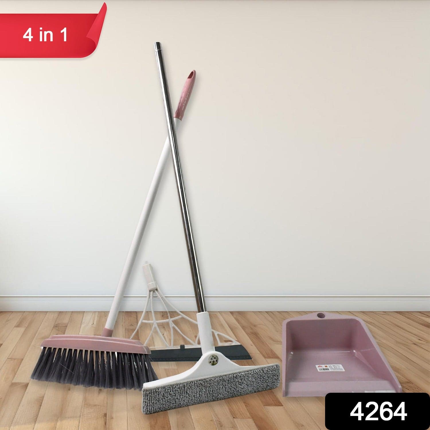 Dustpan, Kitchen Wiper, Window Cleaning Squeegee Tool & Broom Brush, Supdi (4 Pcs Combo) thumbnail 2
