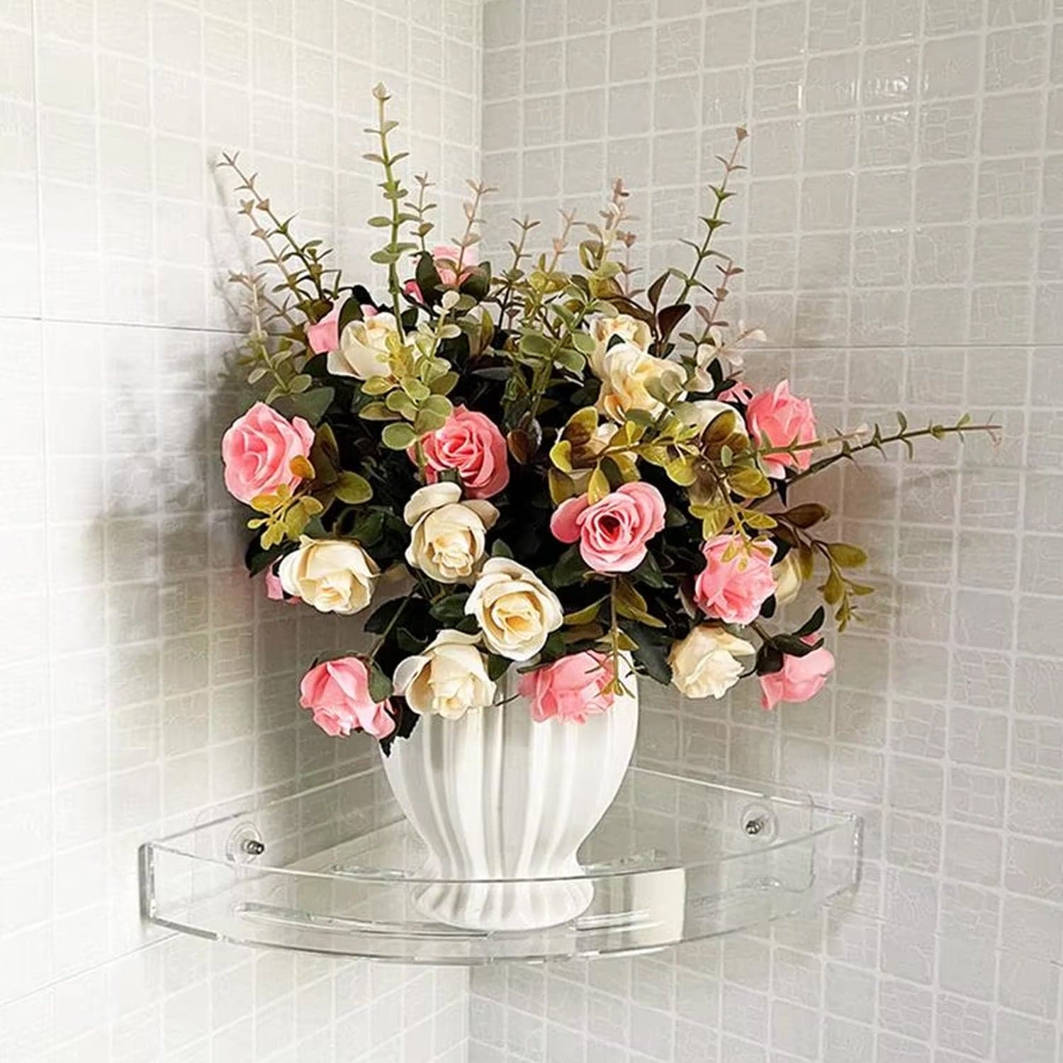 Bathroom Plastic Corner Shelf Rack Set for Wall Number of Shelves (3 Pcs Set) thumbnail 4
