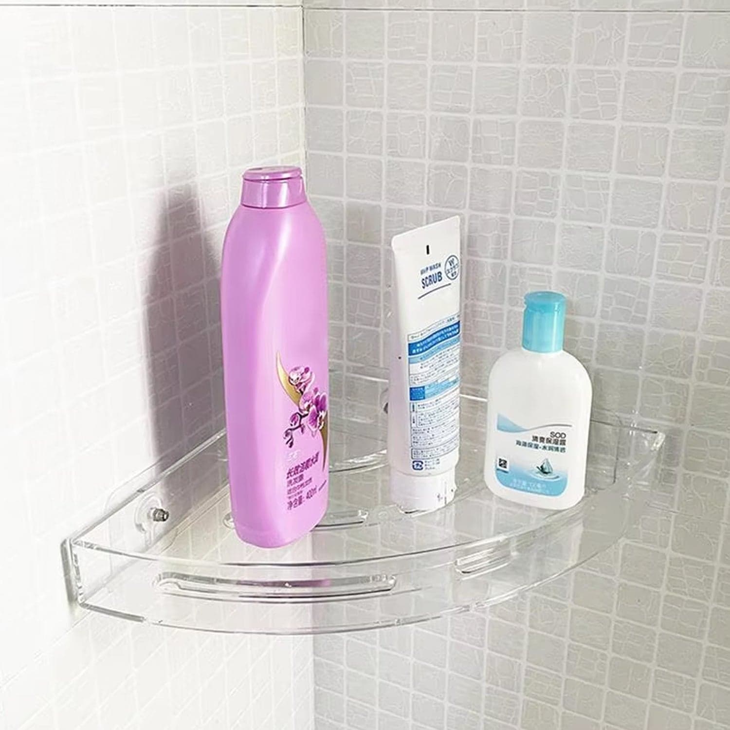 Bathroom Plastic Corner Shelf Rack Set for Wall Number of Shelves (3 Pcs Set) thumbnail 7