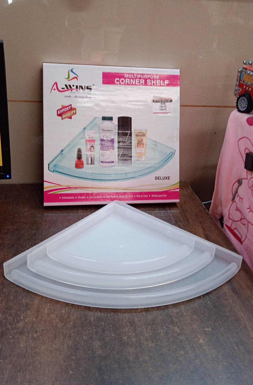 Bathroom Plastic Corner Shelf Rack Set for Wall Number of Shelves (3 Pcs Set) thumbnail 8