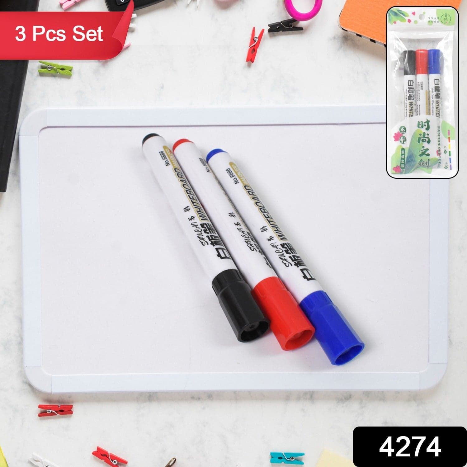 Mix Color Marker Pen used in all kinds of school, college (3 Pcs Set) thumbnail 2
