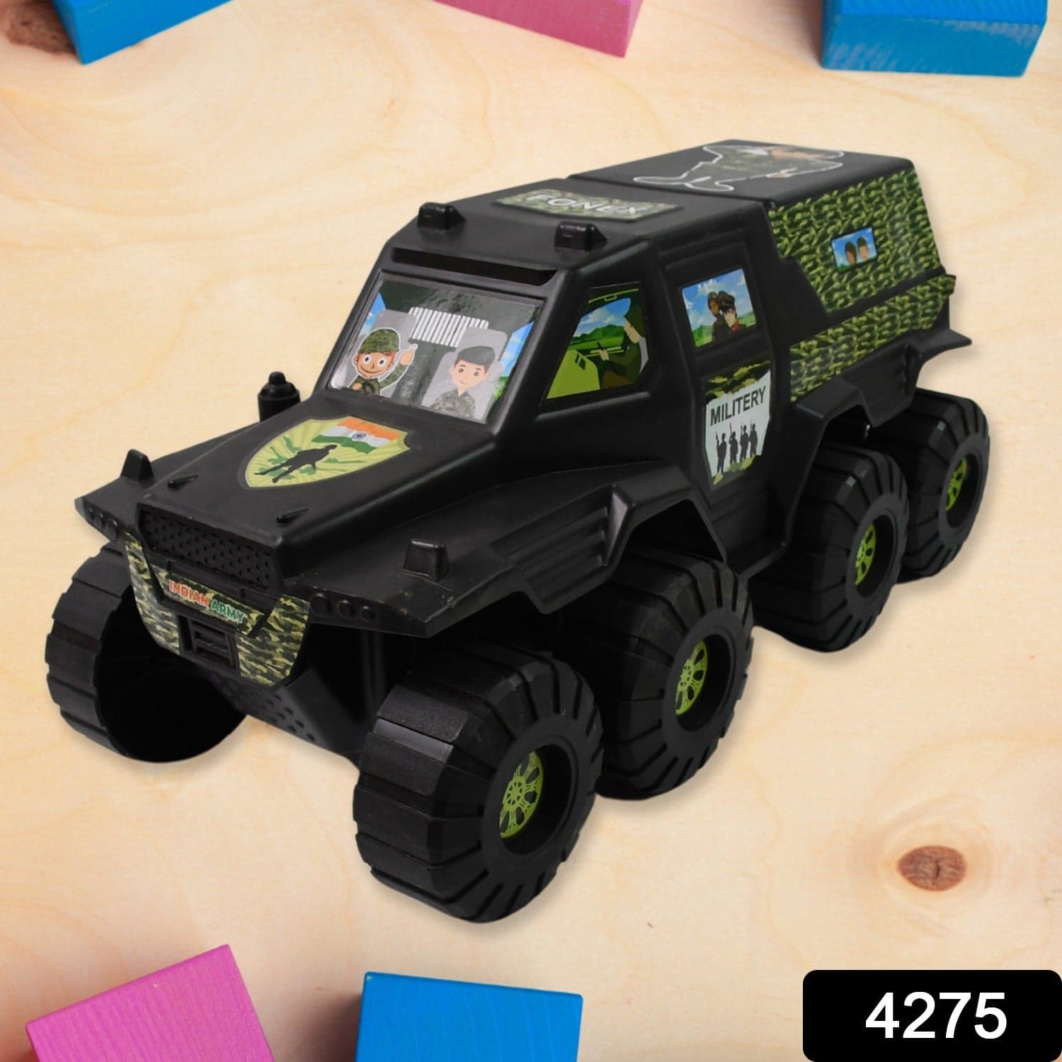 Big Military 8-Wheel Plastic Car Toy (1 Pc) thumbnail 2