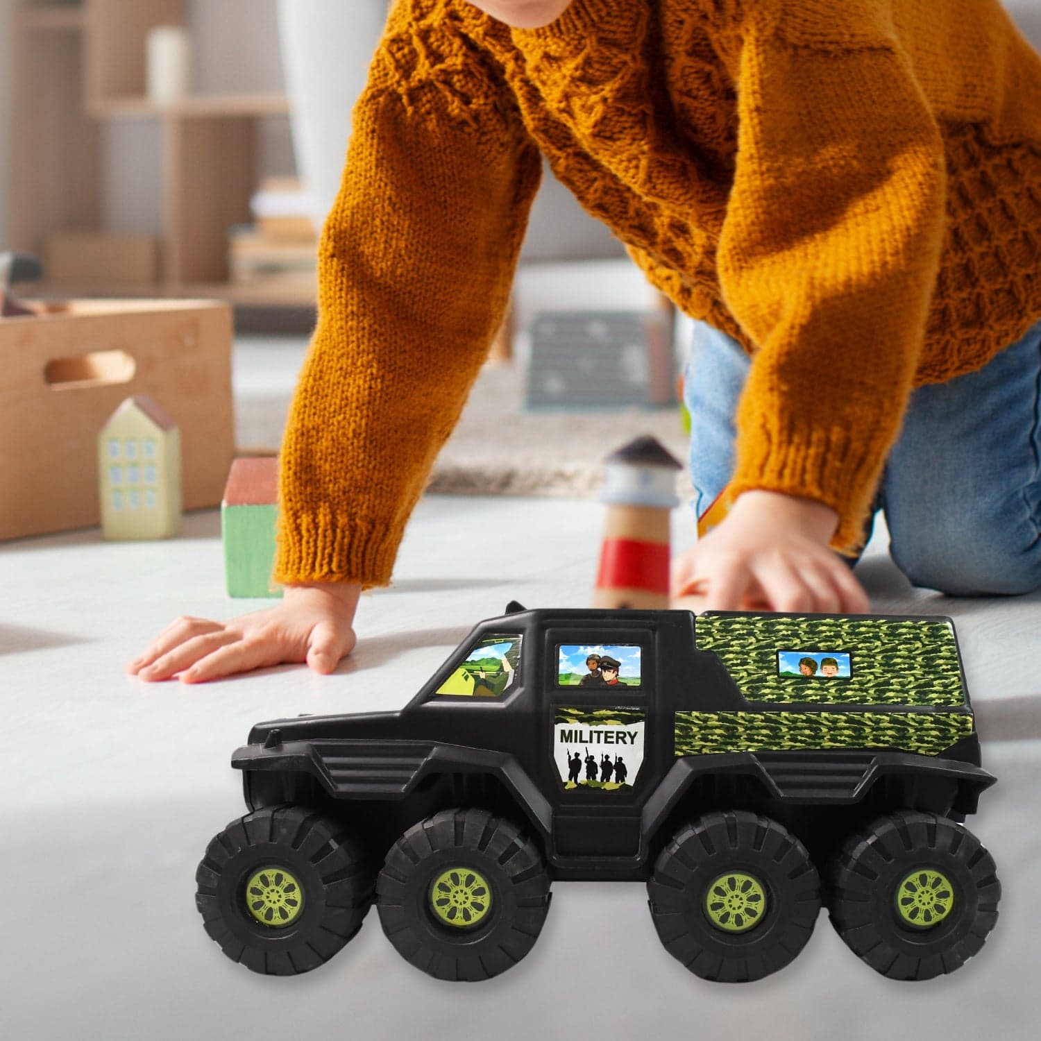 Big Military 8-Wheel Plastic Car Toy (1 Pc) thumbnail 7