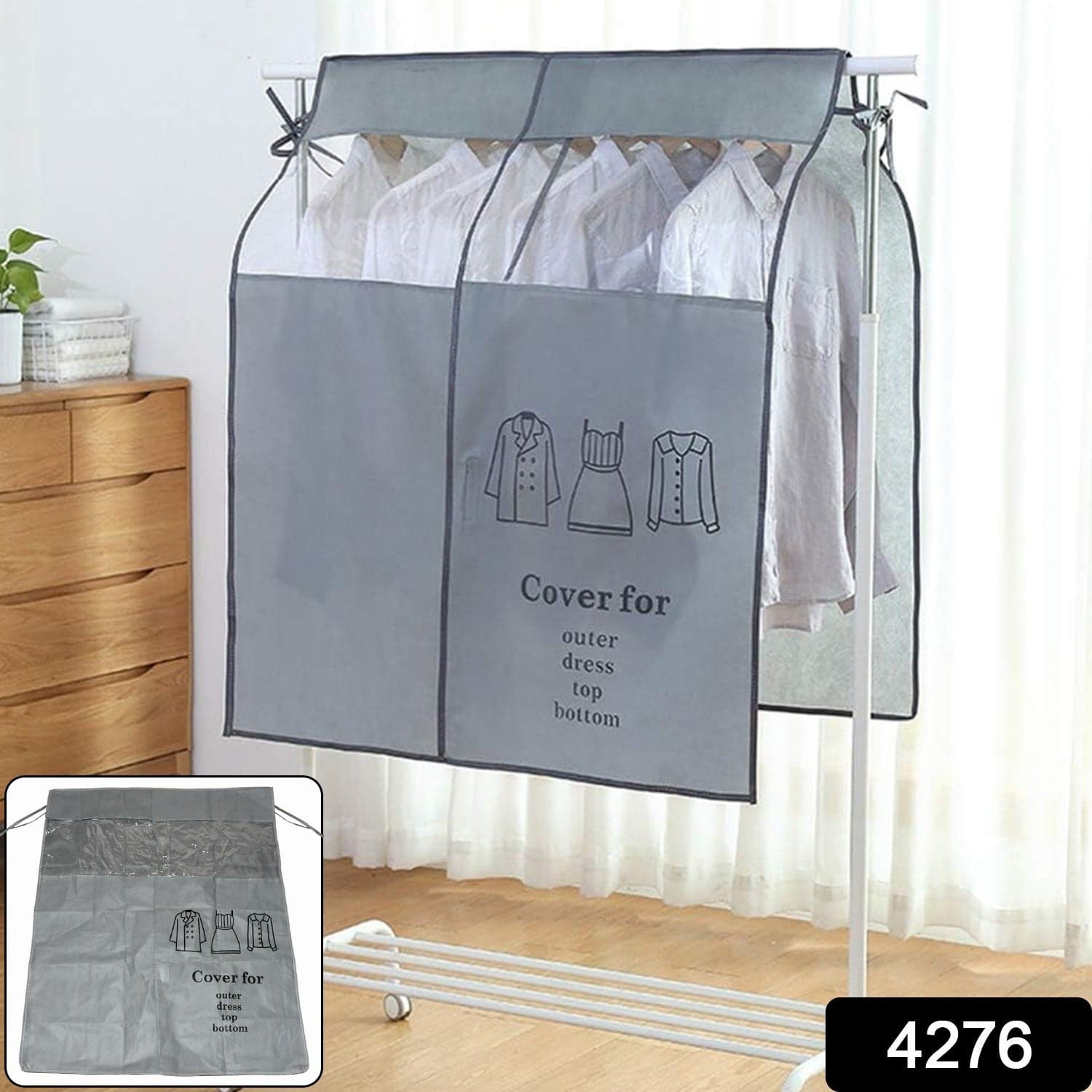 Hanging Garment Dust Cover For Clothes Rack 1 Pc thumbnail 1