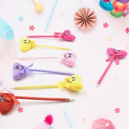 Cute Cartoon Shape & Heart Design Facy Writting Pen Attached Rattle | Ball Pen Smooth Writing For Wedding