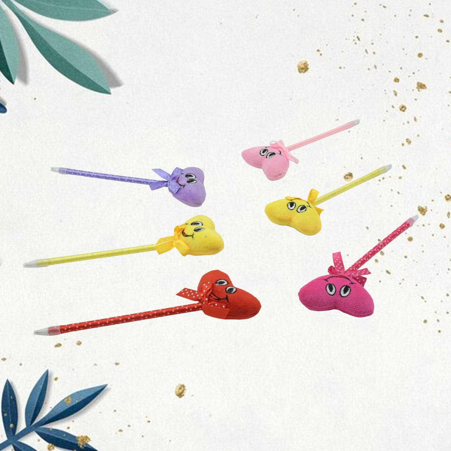 Cute Cartoon Shape & Heart Design Facy Writting Pen Attached Rattle | Ball Pen Smooth Writing For Wedding thumbnail 5