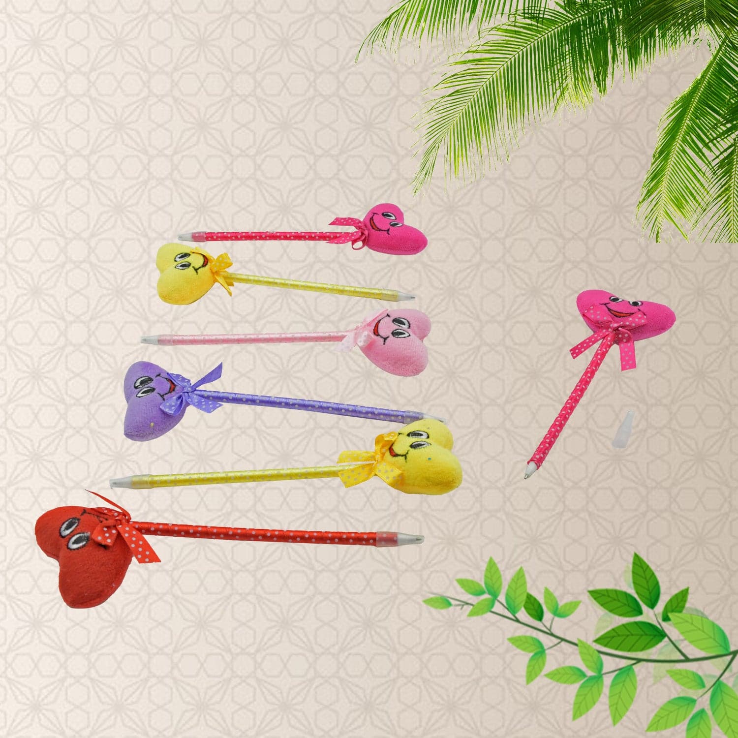 Cute Cartoon Shape & Heart Design Facy Writting Pen Attached Rattle | Ball Pen Smooth Writing For Wedding thumbnail 7