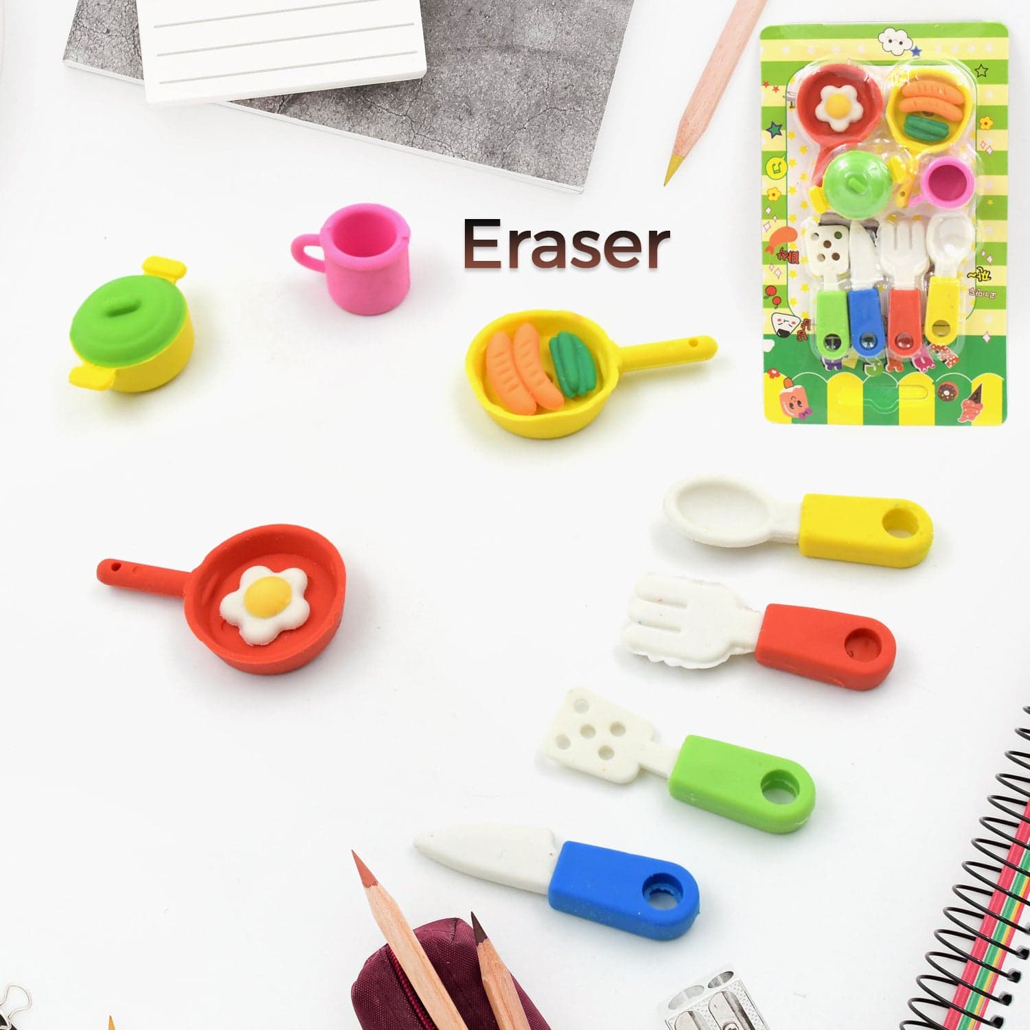 Fancy & Stylish Mini Erasers for Kids (8 Pc Set) - Fun Designs, Party Favors thumbnail 7