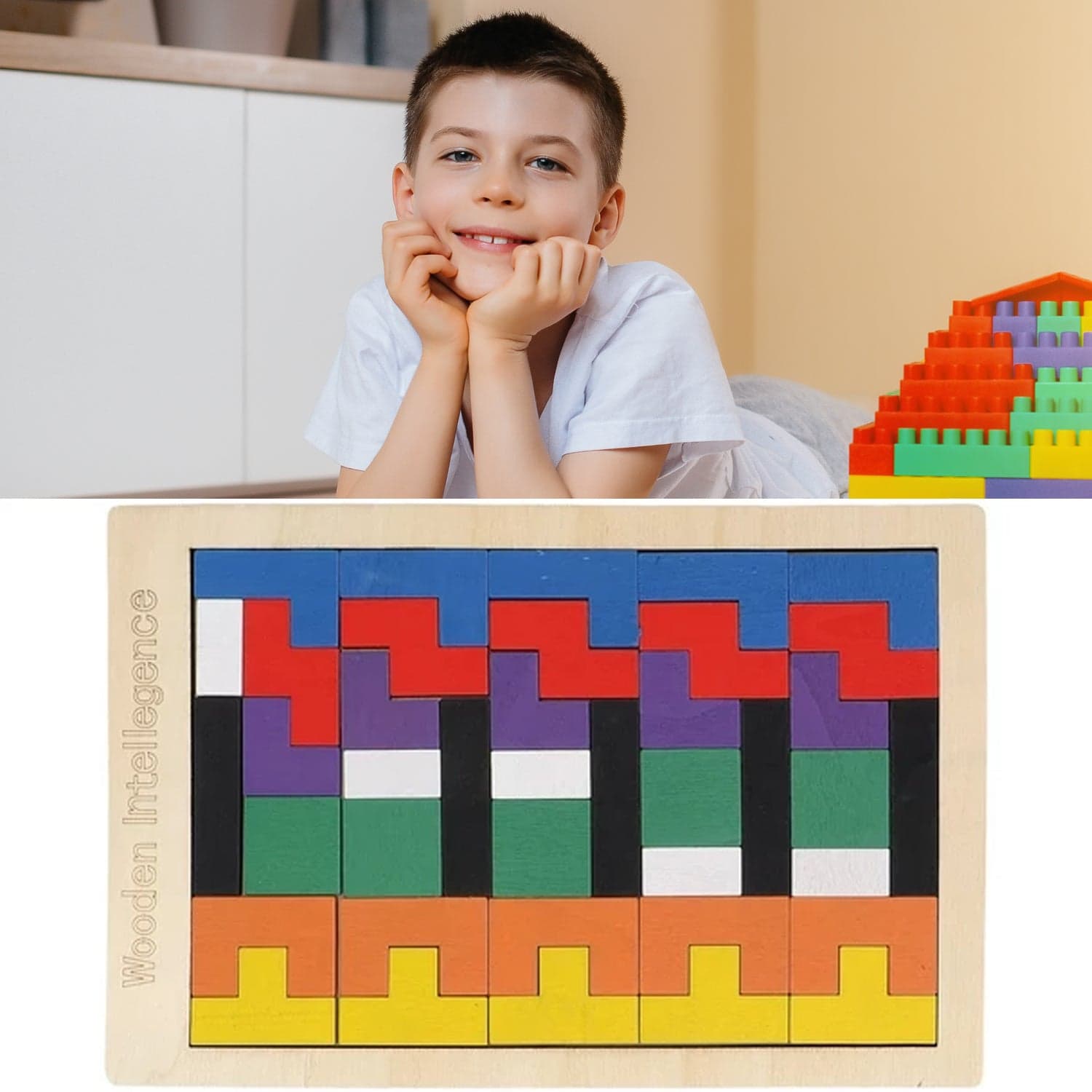 Wooden Blocks Puzzle Children's Educational Toys thumbnail 1