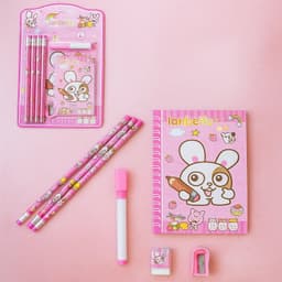 Kids' Stationery Kit: Wooden Pencils, Sharpener, Eraser, Diary (8 Pc Set)