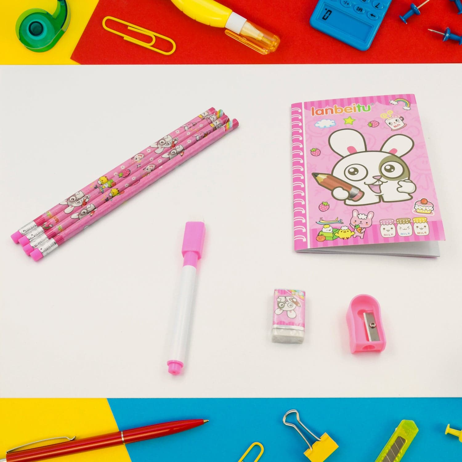 Kids' Stationery Kit: Wooden Pencils, Sharpener, Eraser, Diary (8 Pc Set) thumbnail 4