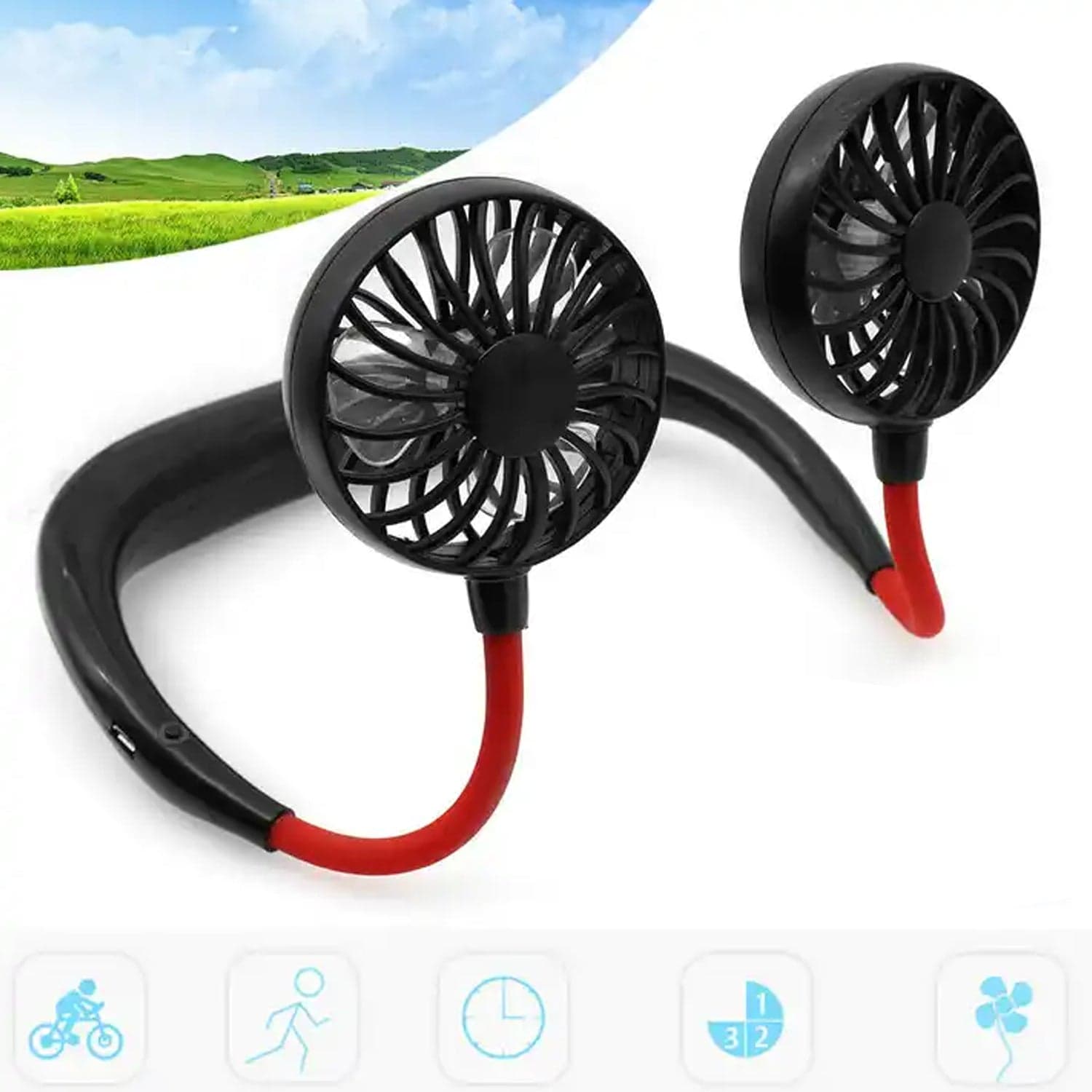 Hand Free Personal Fan - Portable Usb Battery Rechargeable Mini Fan - Headphone Design Wearable Neckband Fan Necklance Fan Cooler Fan For Home thumbnail 4
