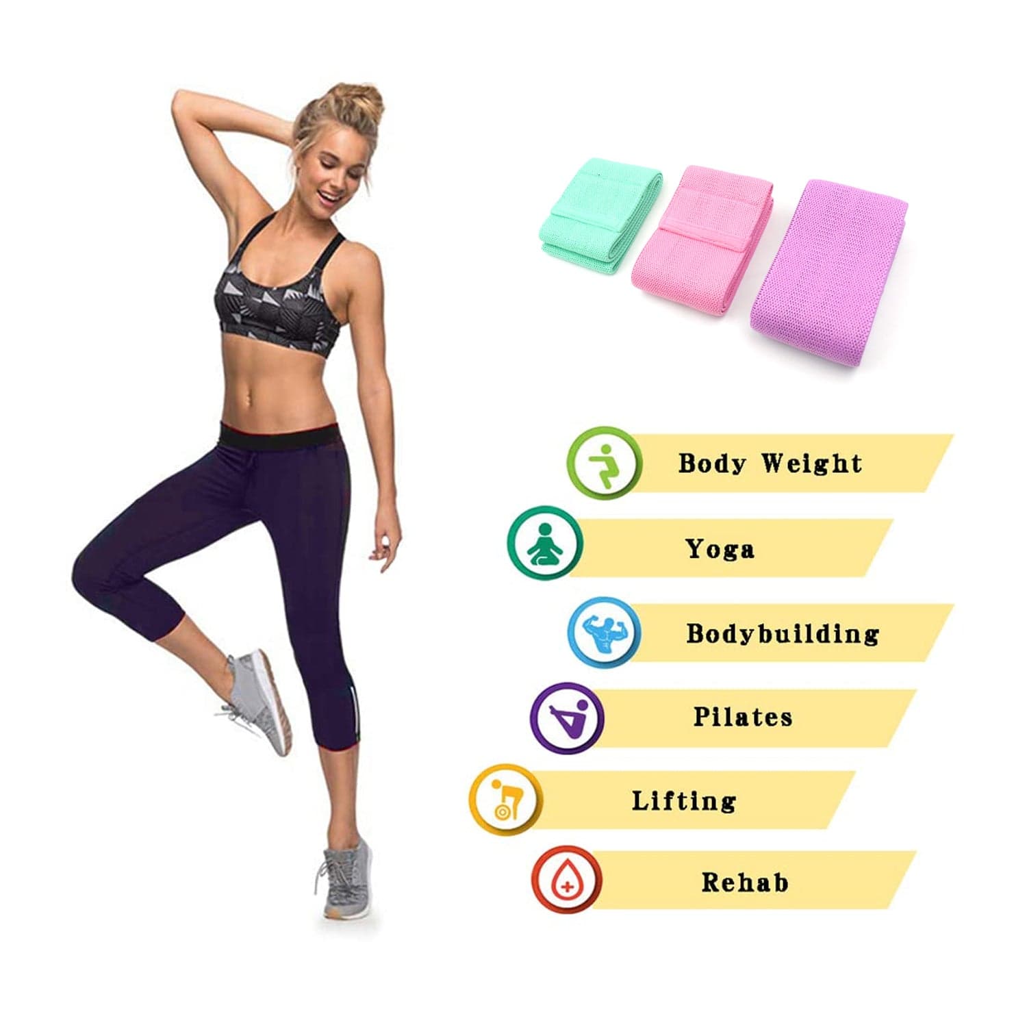 Hip Bands Booty Bands Wide Workout Bands thumbnail 9