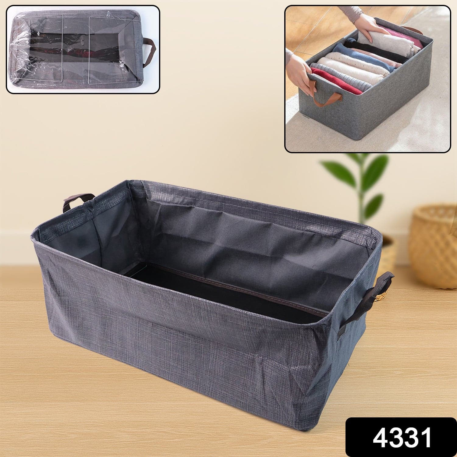 Foldable Cloth Storage Organizer Bag With Handles (Approx 46x27Cm\1Pc) thumbnail 2