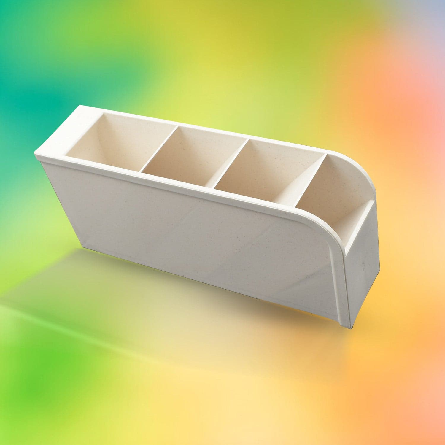 Plastic 4 Compartment Office Desktop Storage Box, Pen Pencil Stand/Holder Stationary Organizer, Plastic Desktop Stationary Organizer For School ID-4335 thumbnail 3