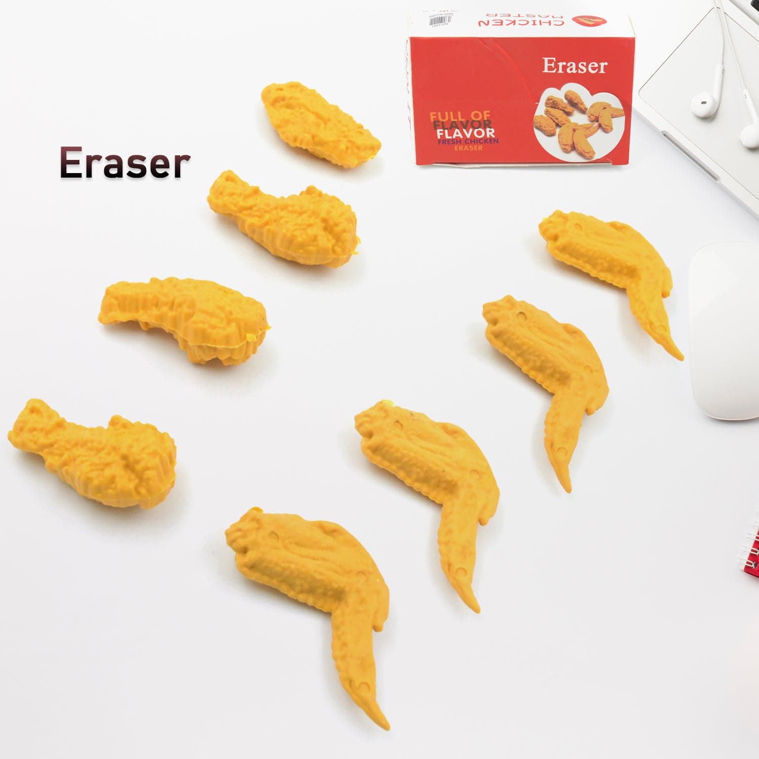 Cute Chicken Wing & Leg Erasers for Kids & Students (8 Pc Set) thumbnail 3