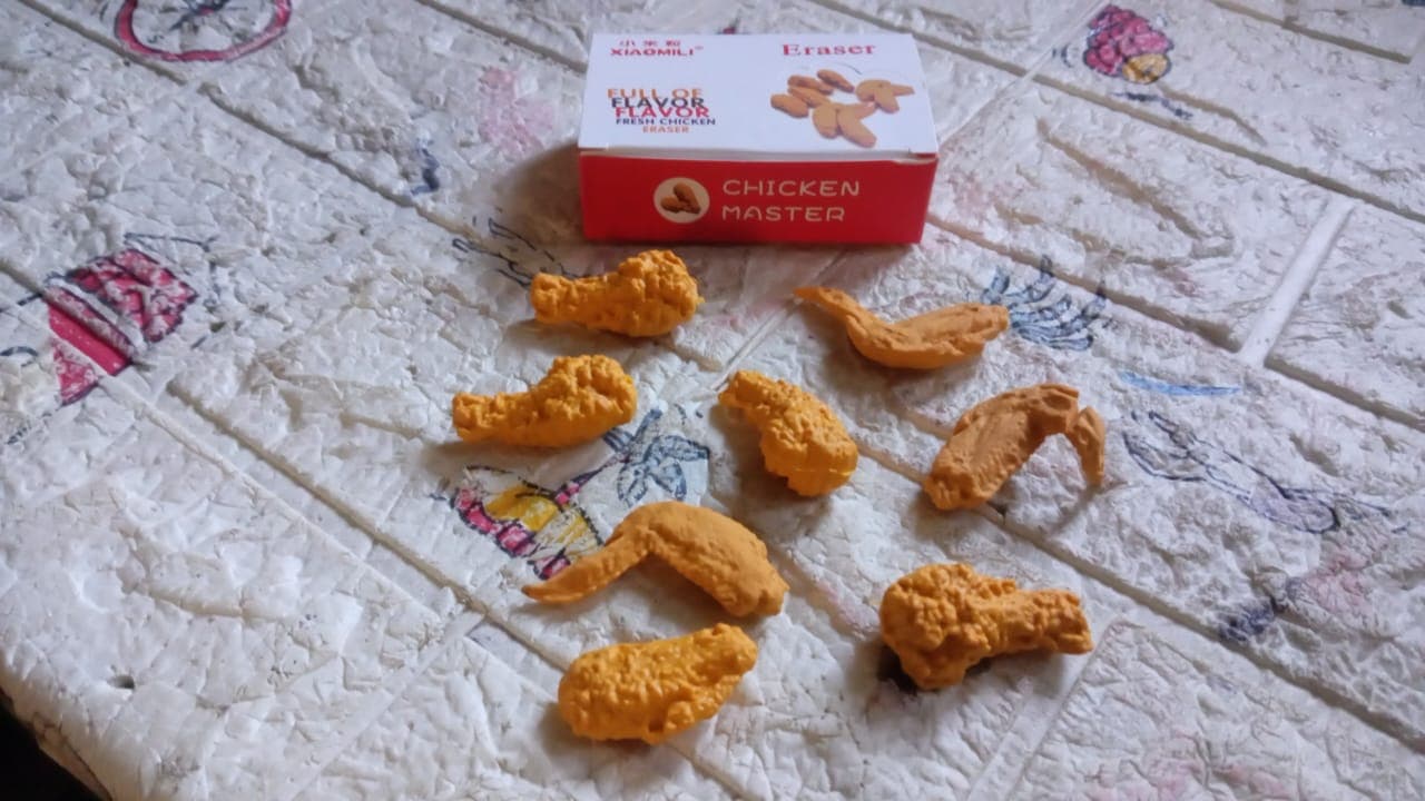Cute Chicken Wing & Leg Erasers for Kids & Students (8 Pc Set) thumbnail 8