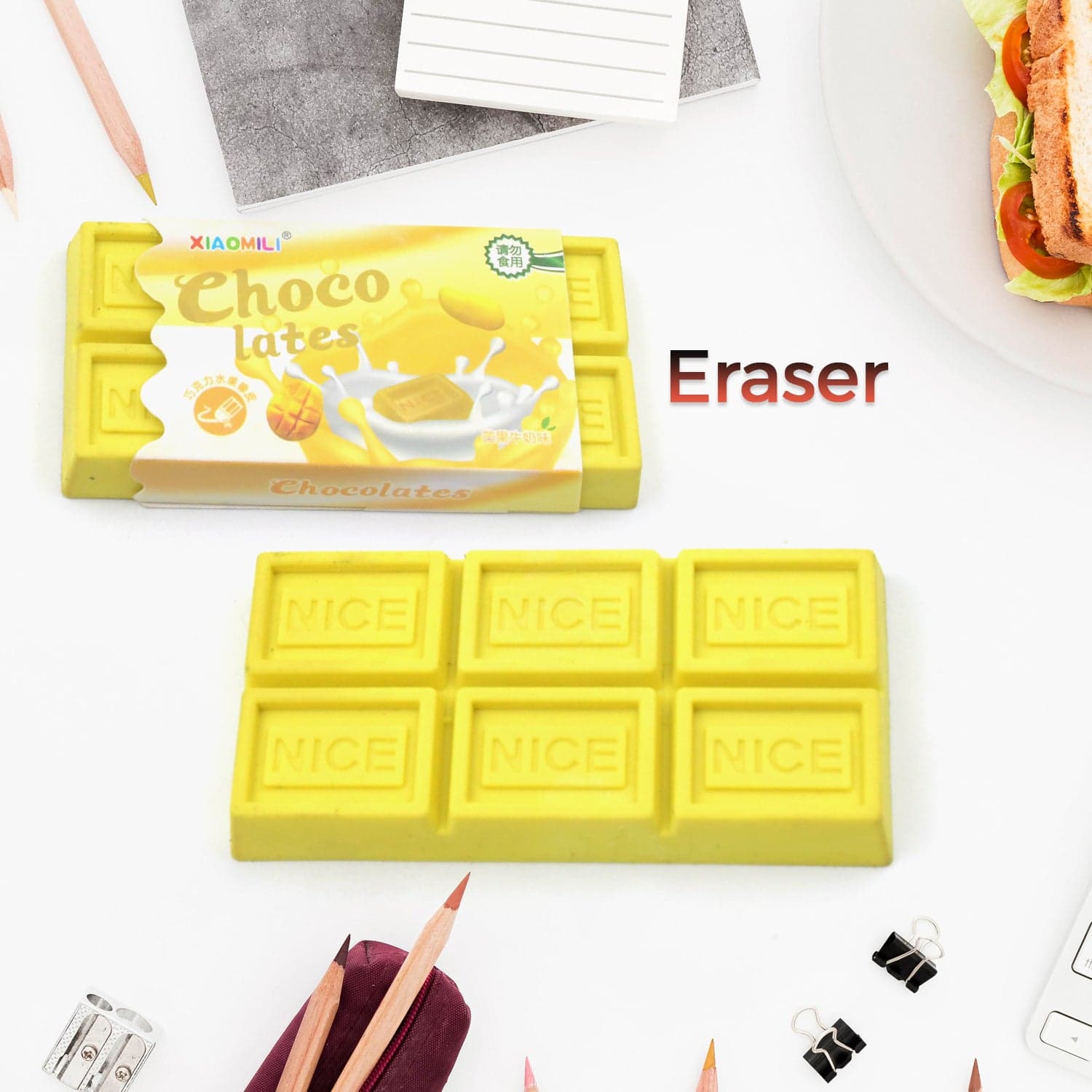 Chocolate Shaped Erasers for Kids - Soft Erasers for School & Office thumbnail 1