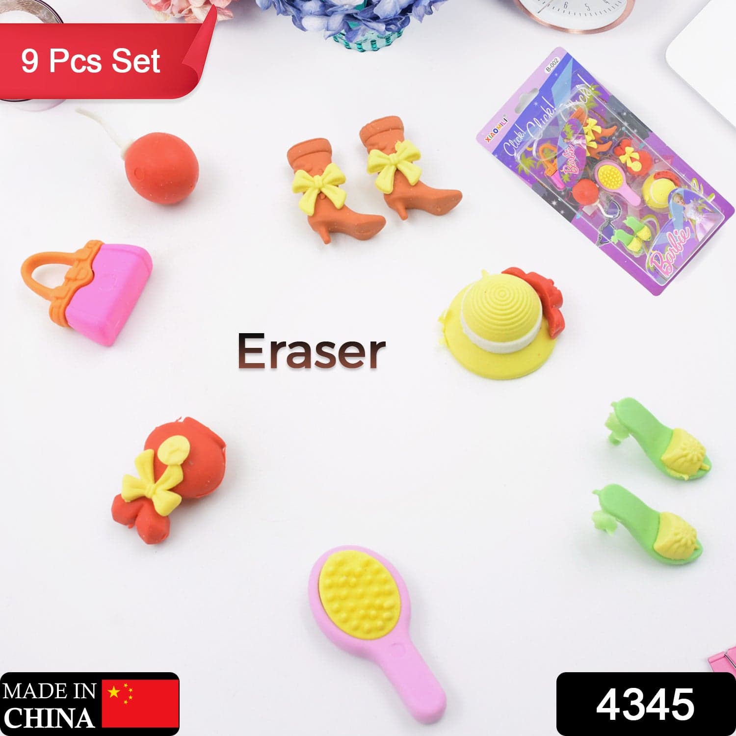 Fancy & Stylish Mini Erasers for Kids (9 Pc Set) - Fun Designs, Party Favors thumbnail 2
