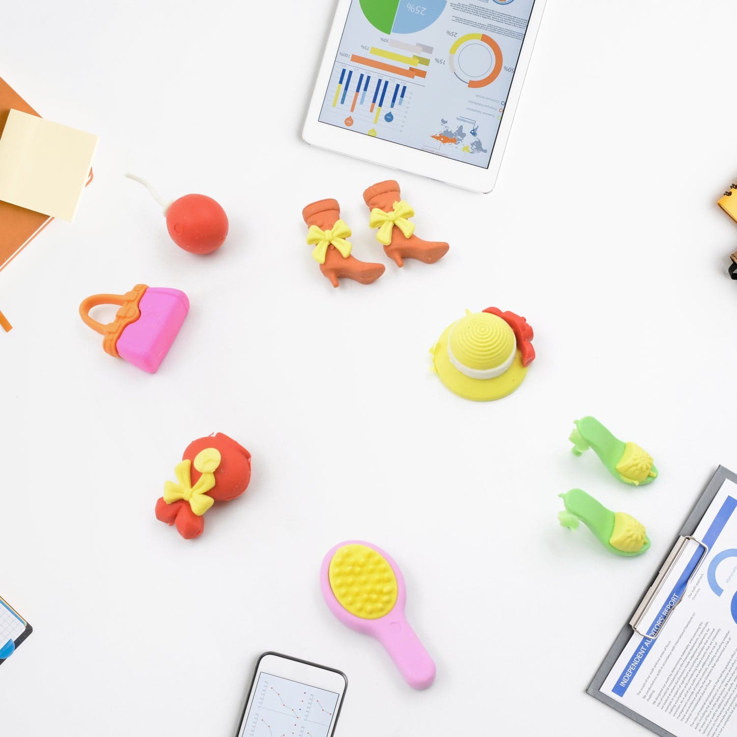 Fancy & Stylish Mini Erasers for Kids (9 Pc Set) - Fun Designs, Party Favors thumbnail 4
